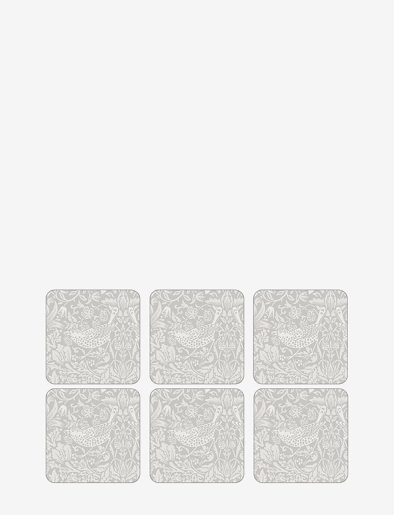 Morris & Co - Coasters Pure Strawberry Thief 6-p - tassialused - grey - 0