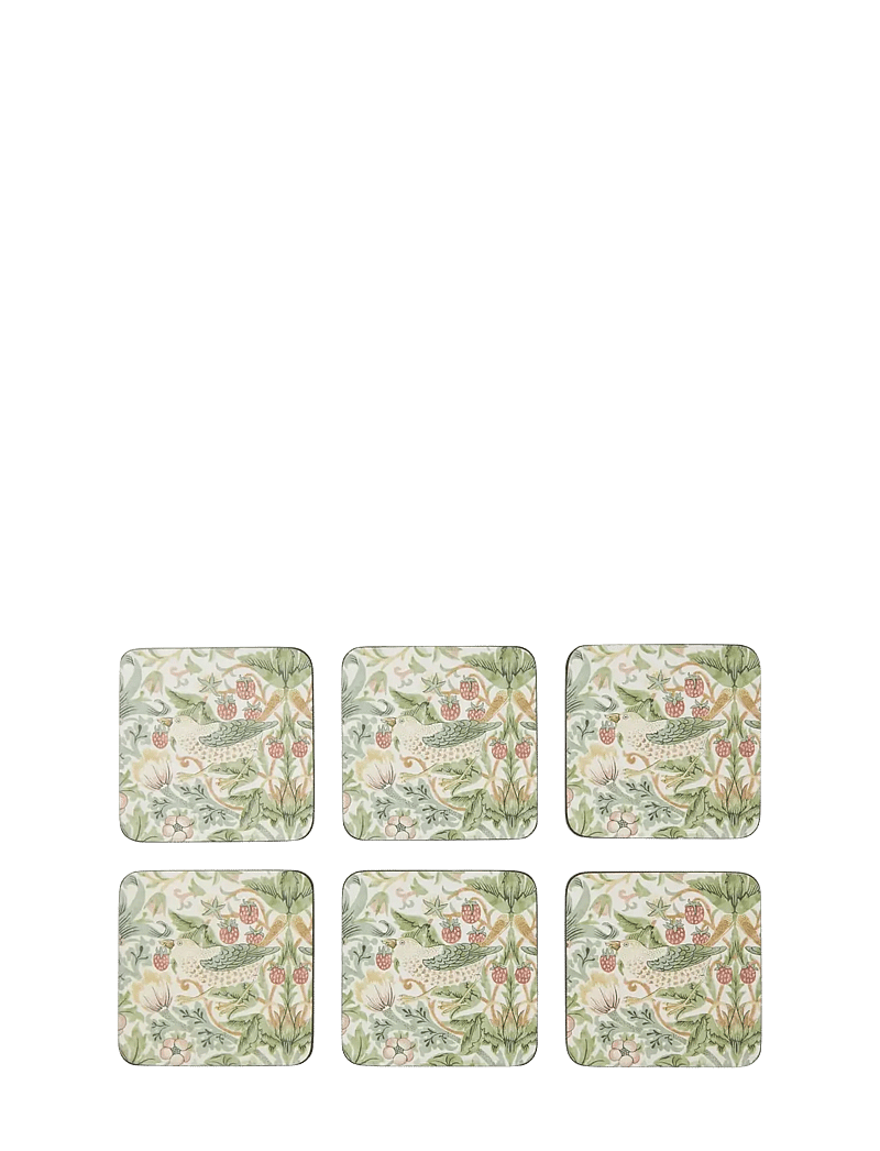 Morris & Co - Strawberry Thief Coasters - Set of 6 - nach preis einkaufen - green - 0