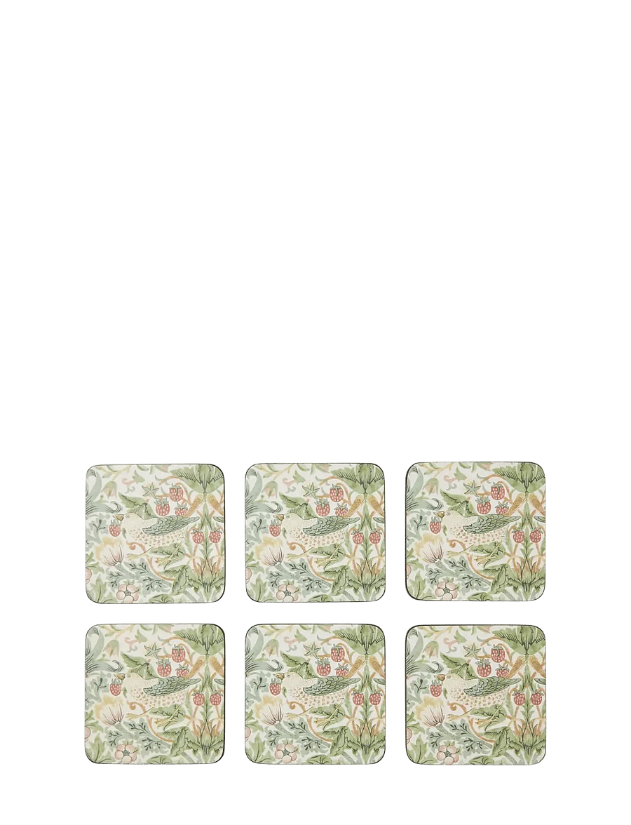 Morris & Co - Strawberry Thief Coasters - Set of 6 - glasuntersetzer - green - 1