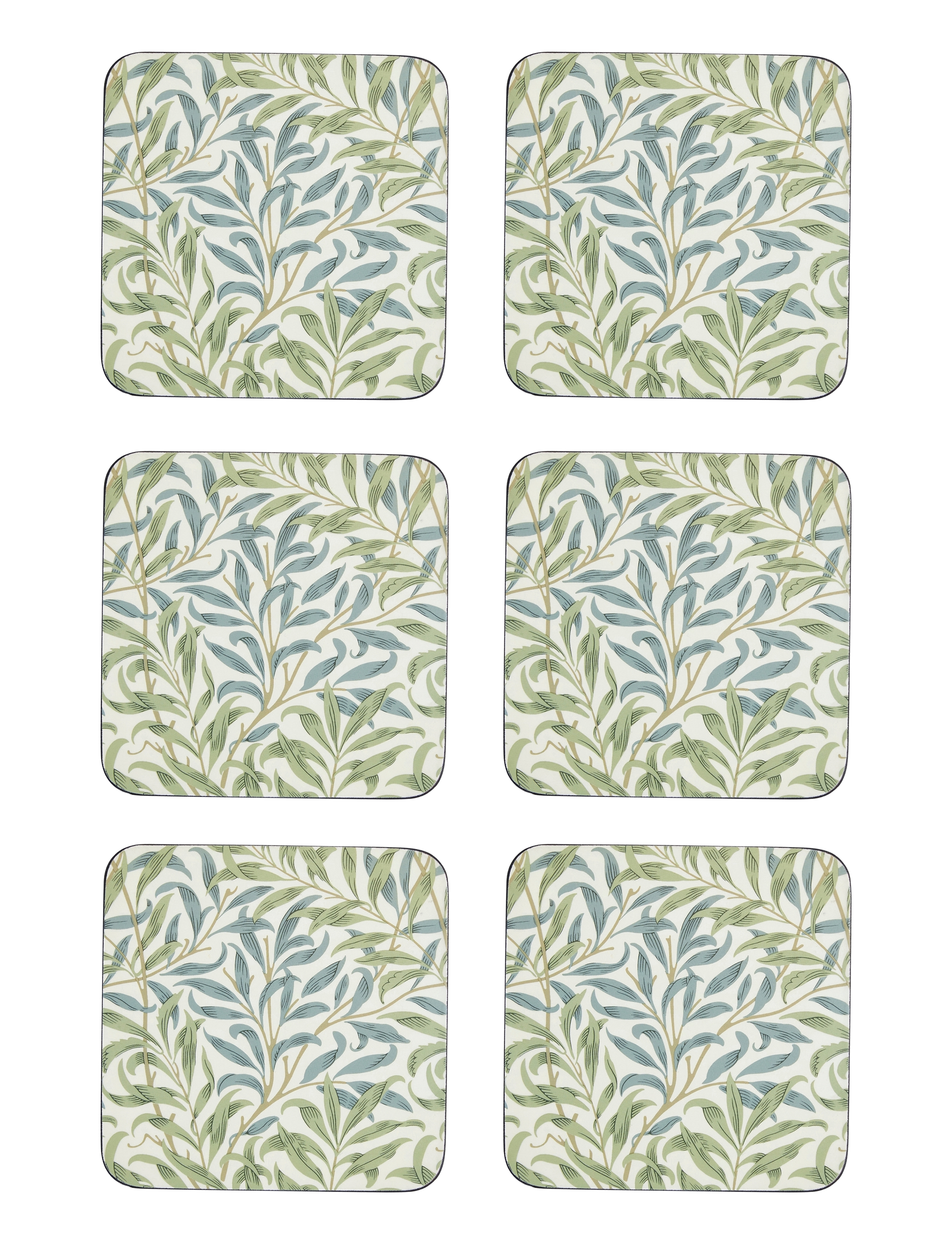 Morris & Co Willow Bough Coasters Set Of 6, Coaster, Grøn, Str: 10.5X10.5CM