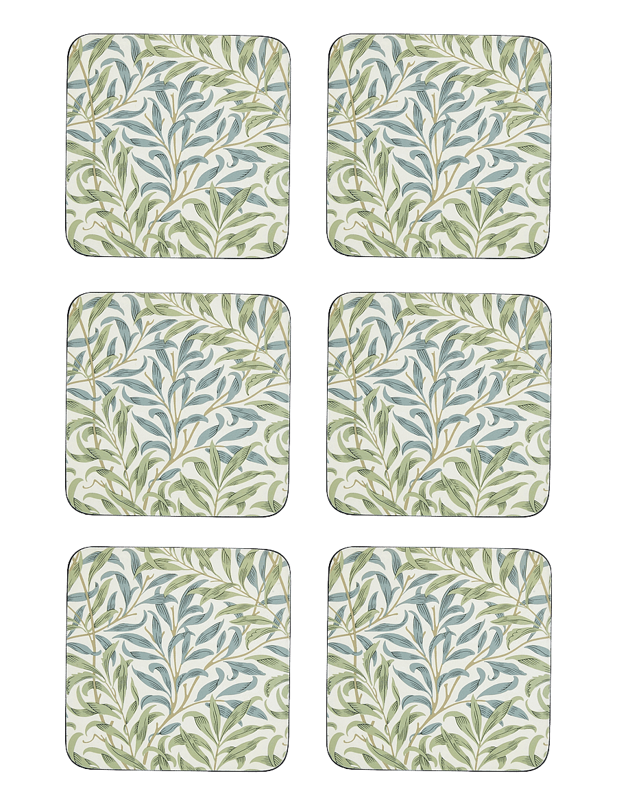 Morris & Co - Willow Bough Coasters - set of 6 - tassialused - green - 1