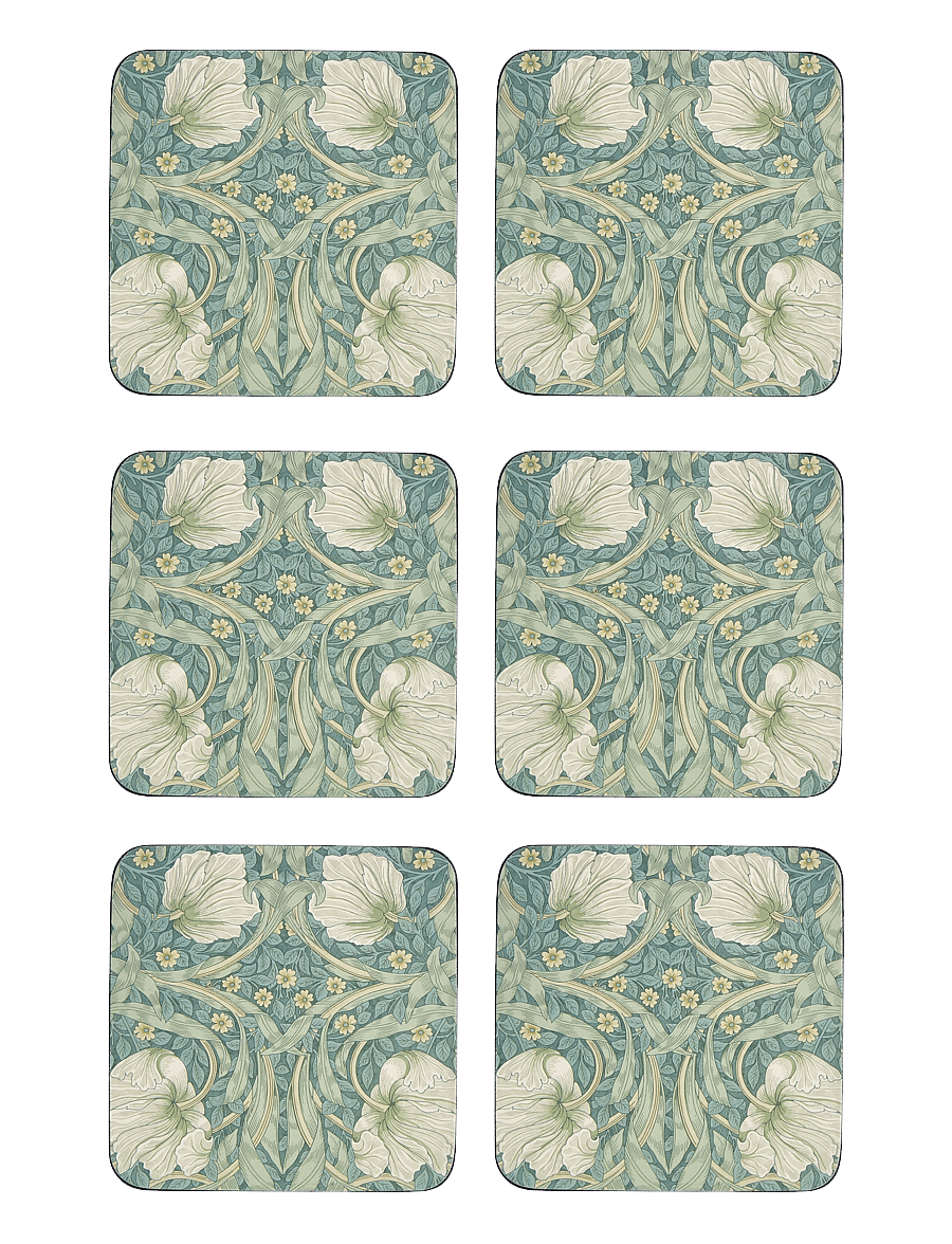 Morris & Co - Pimpernel Coasters - set of 6 - green - 0