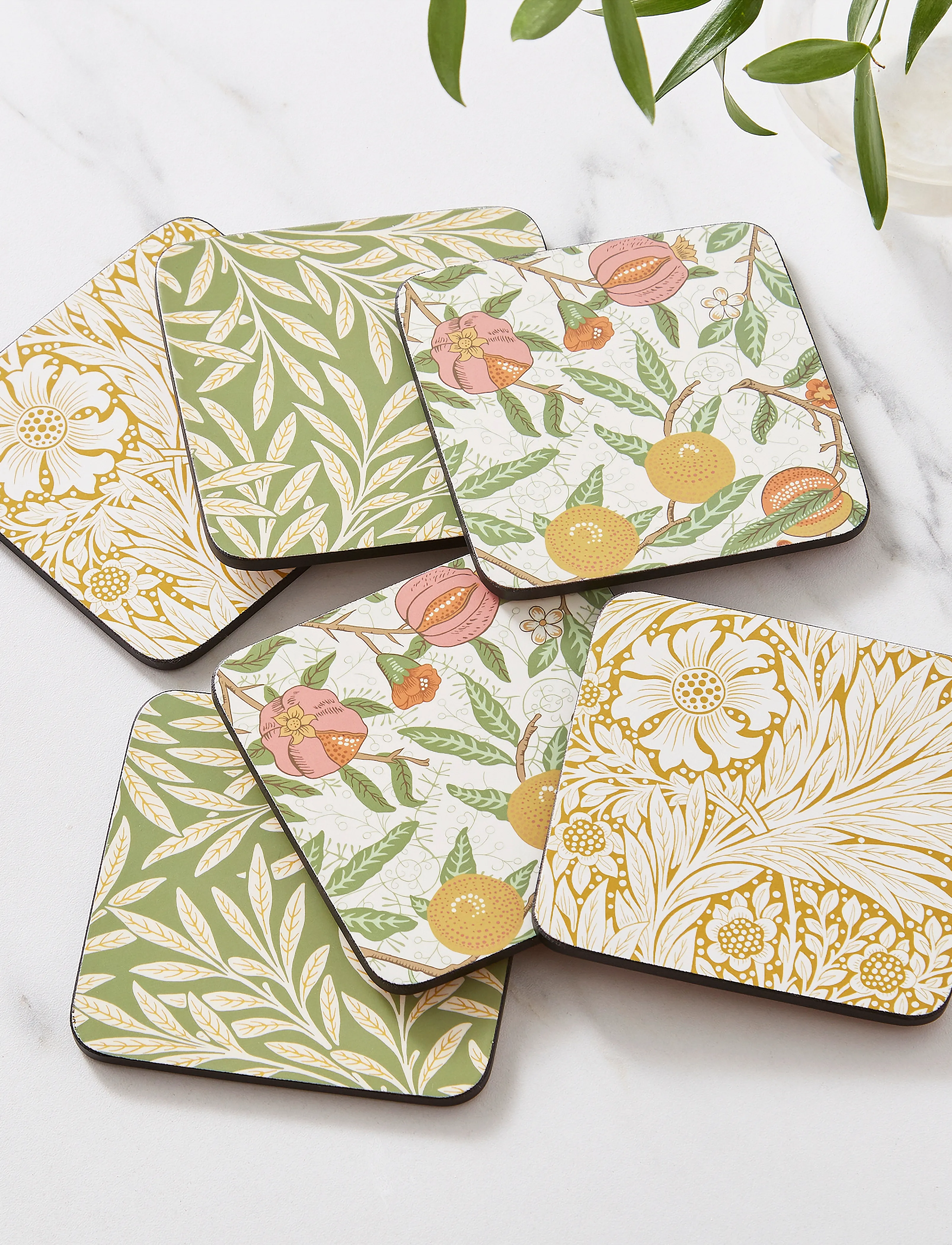 Morris & Co Simply Mixed Coasters Set Of 6, 40.1X29.8 cm, Dining Table Accessories, Grün - Coasters, Homeware