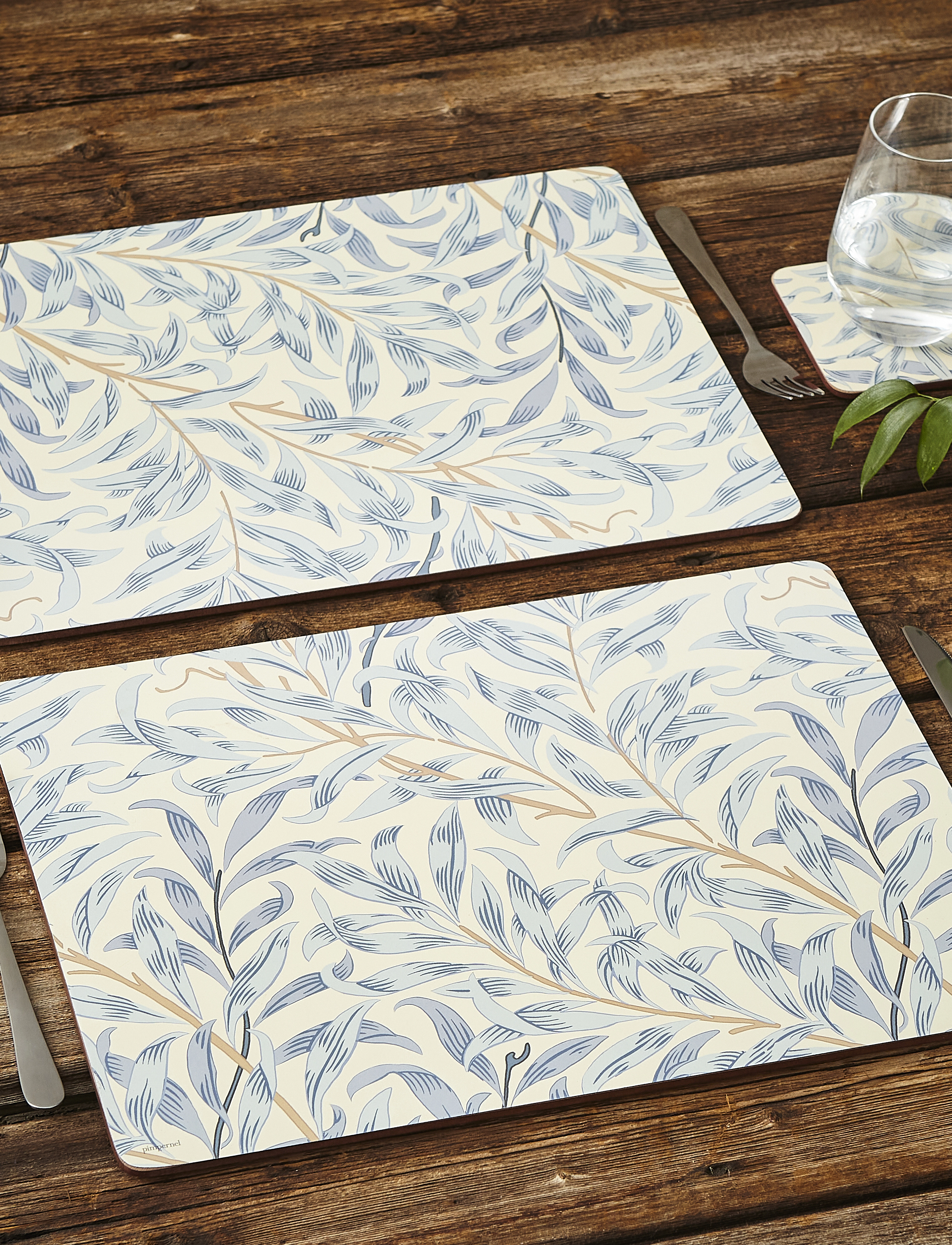 Morris & Co Placemat Willow Bough Blue 4-P, 40.1X29.8 cm, Kitchen Textiles, Mehrfarbig/gemustert - Placemats, Homeware