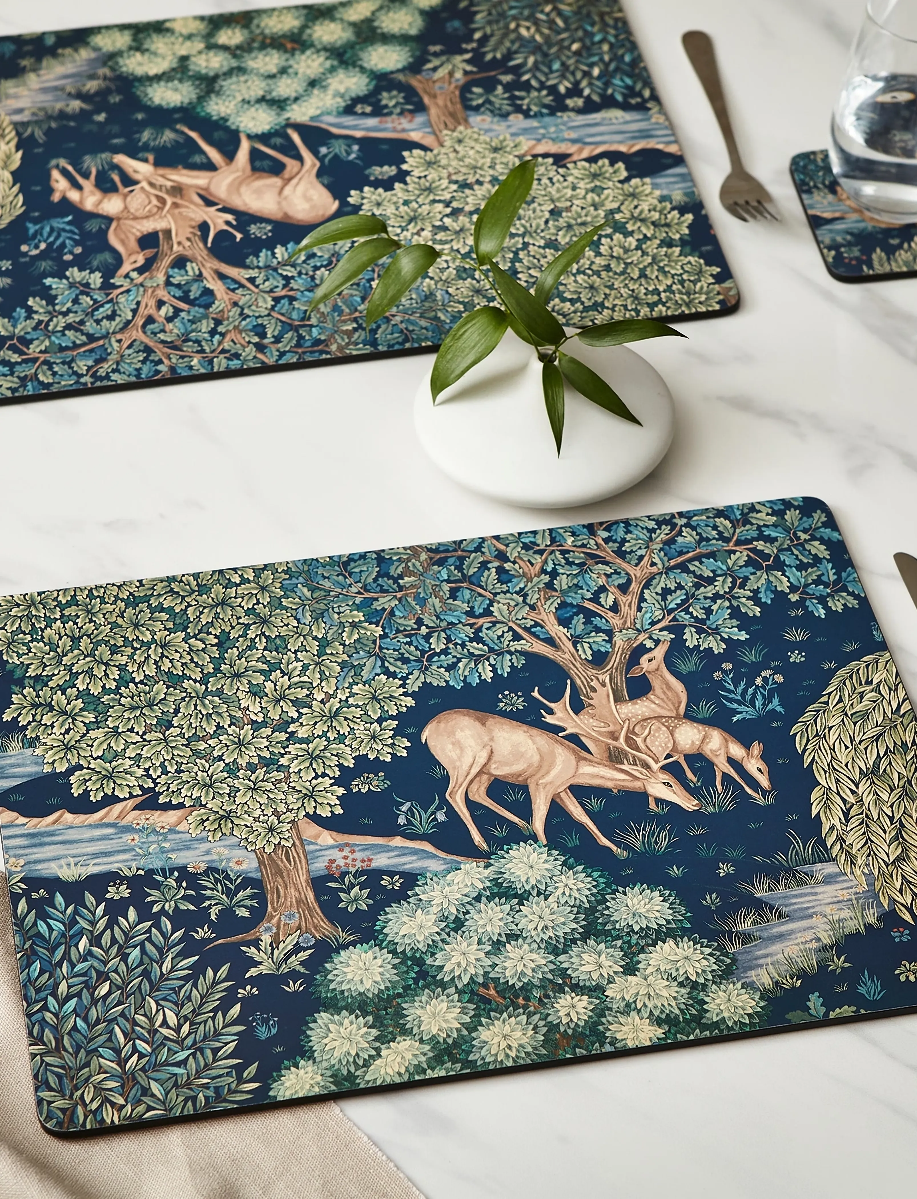 Morris & Co Placemat Wightwick 4-P, One Size, Dining Table Accessories, Grün - Coasters, Homeware