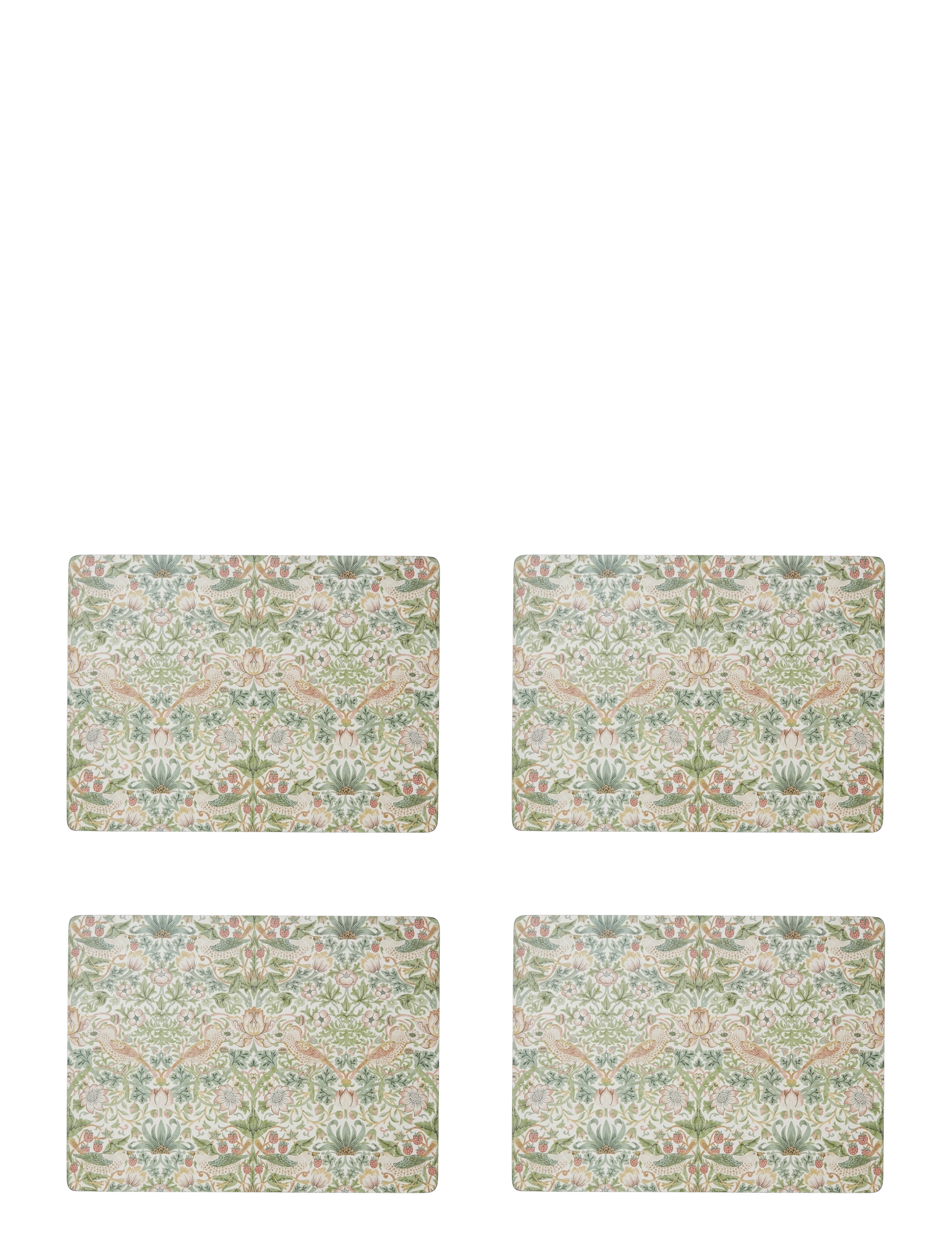 Morris & Co Strawberry Thief Large Placemats Set Of 4, Dækkeserviet, Grøn, Str: 30.5X23CM