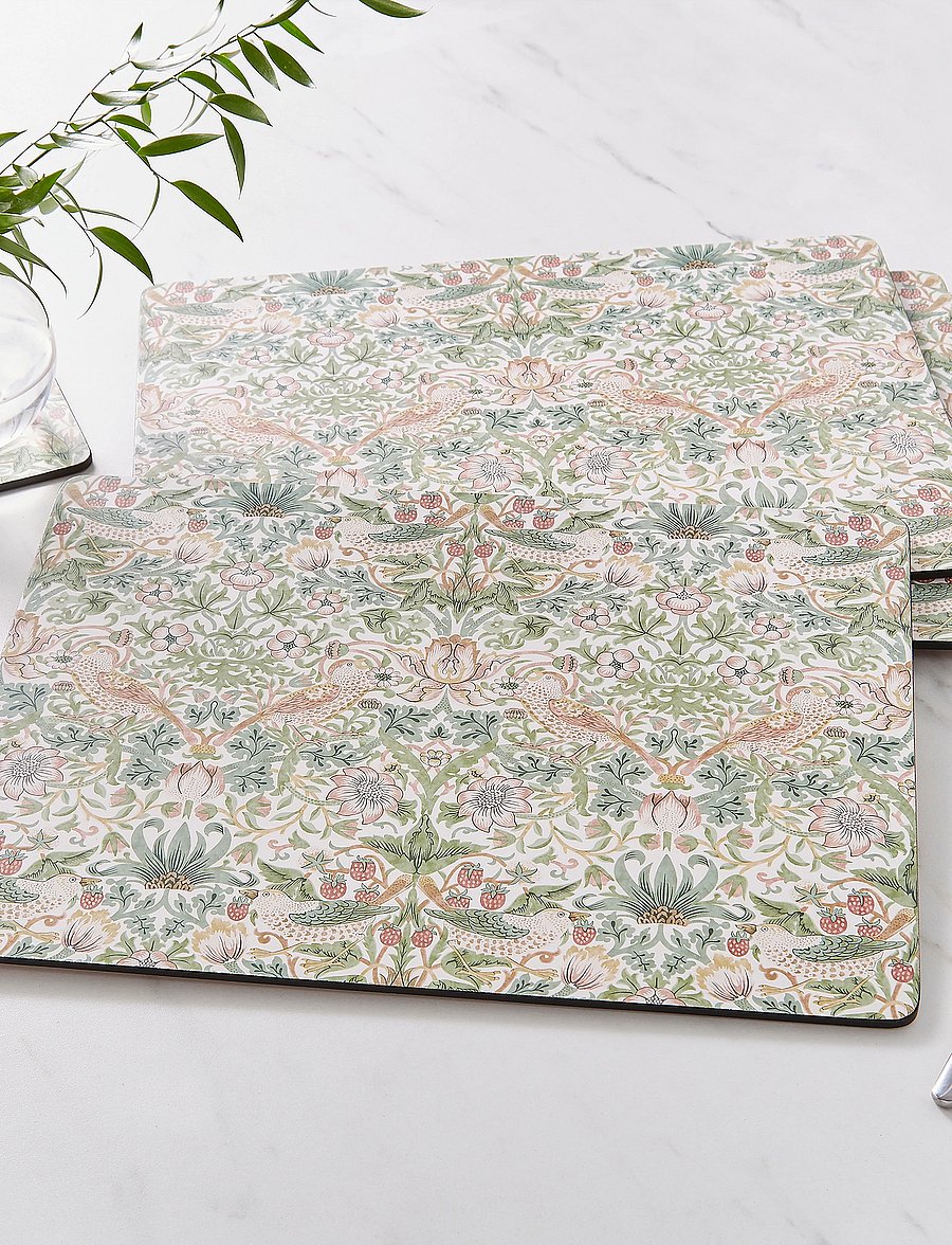 Morris & Co - Strawberry Thief Large Placemats - set of 4 - platzdeckchen - green - 5