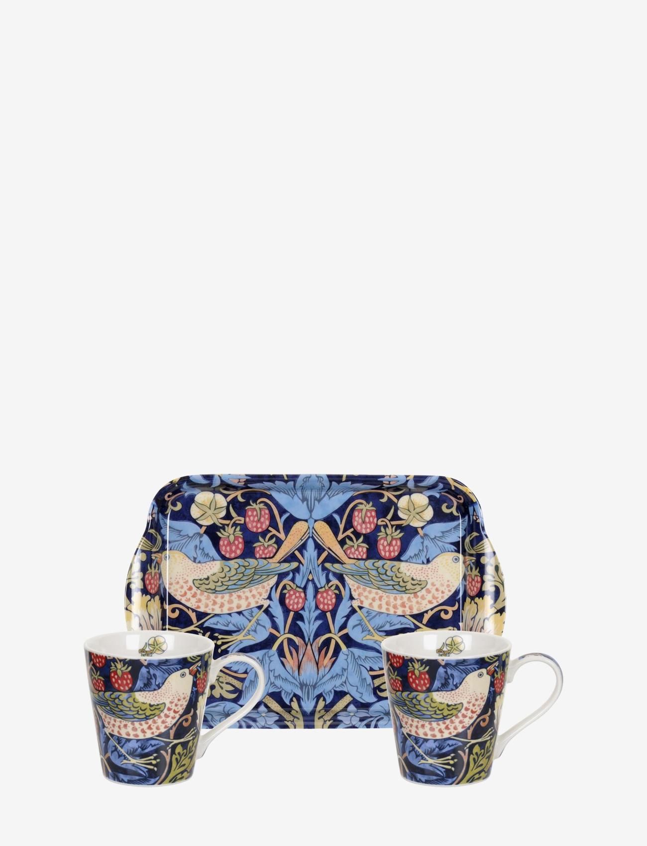 Morris & Co Strawberry Thief Blue Mug And Tray Set, One Size, Dining Table Accessories, Mehrfarbig/gemustert - Trays, Homeware
