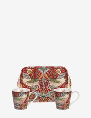 Morris & Co - Strawberry Thief Red Mug and Tray Set - coffee cups - red - 0