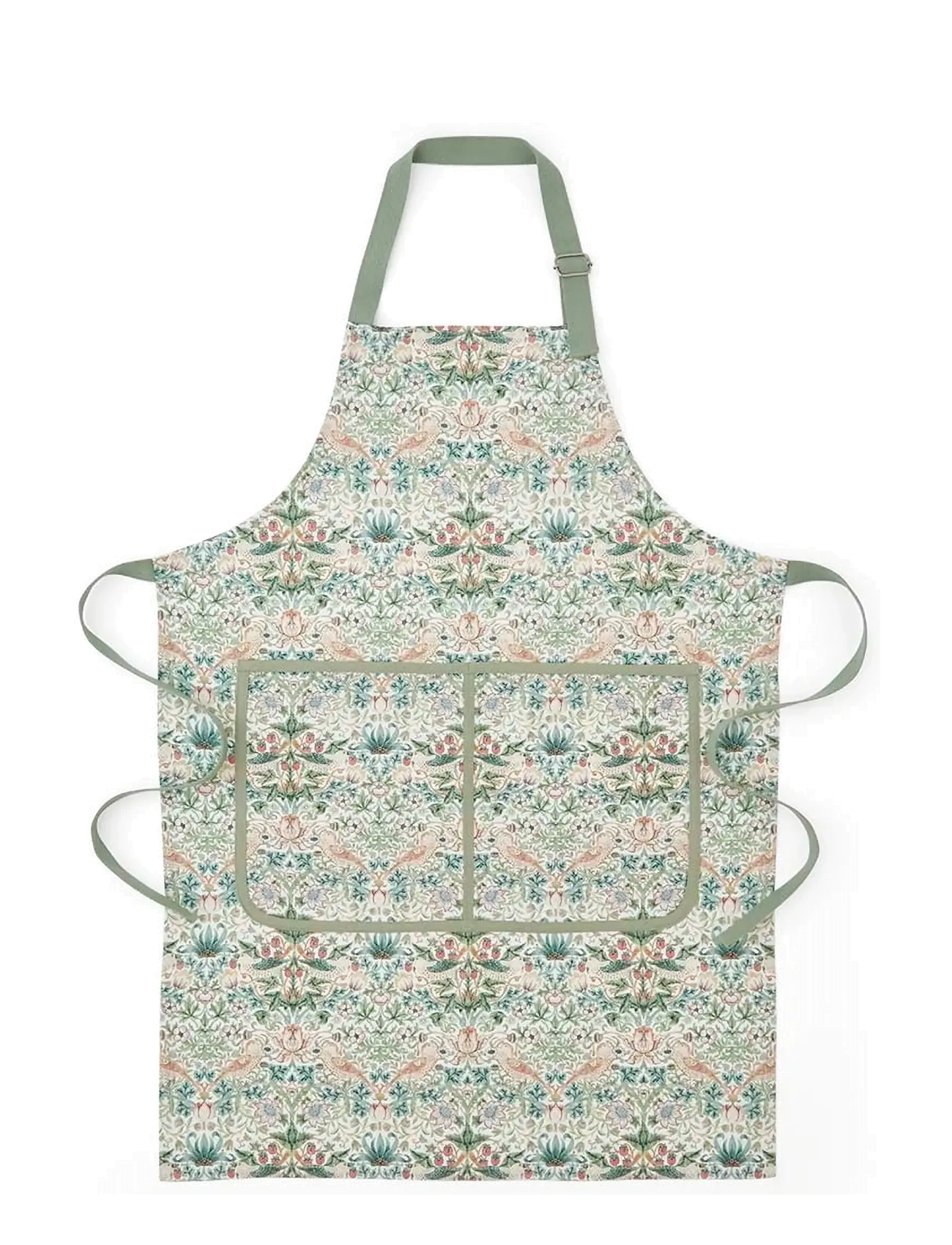 Morris & Co Morris & Co Strawberry Thief Cotton Apron - Küchentextilien - COCHINEAL  WILLOW / green