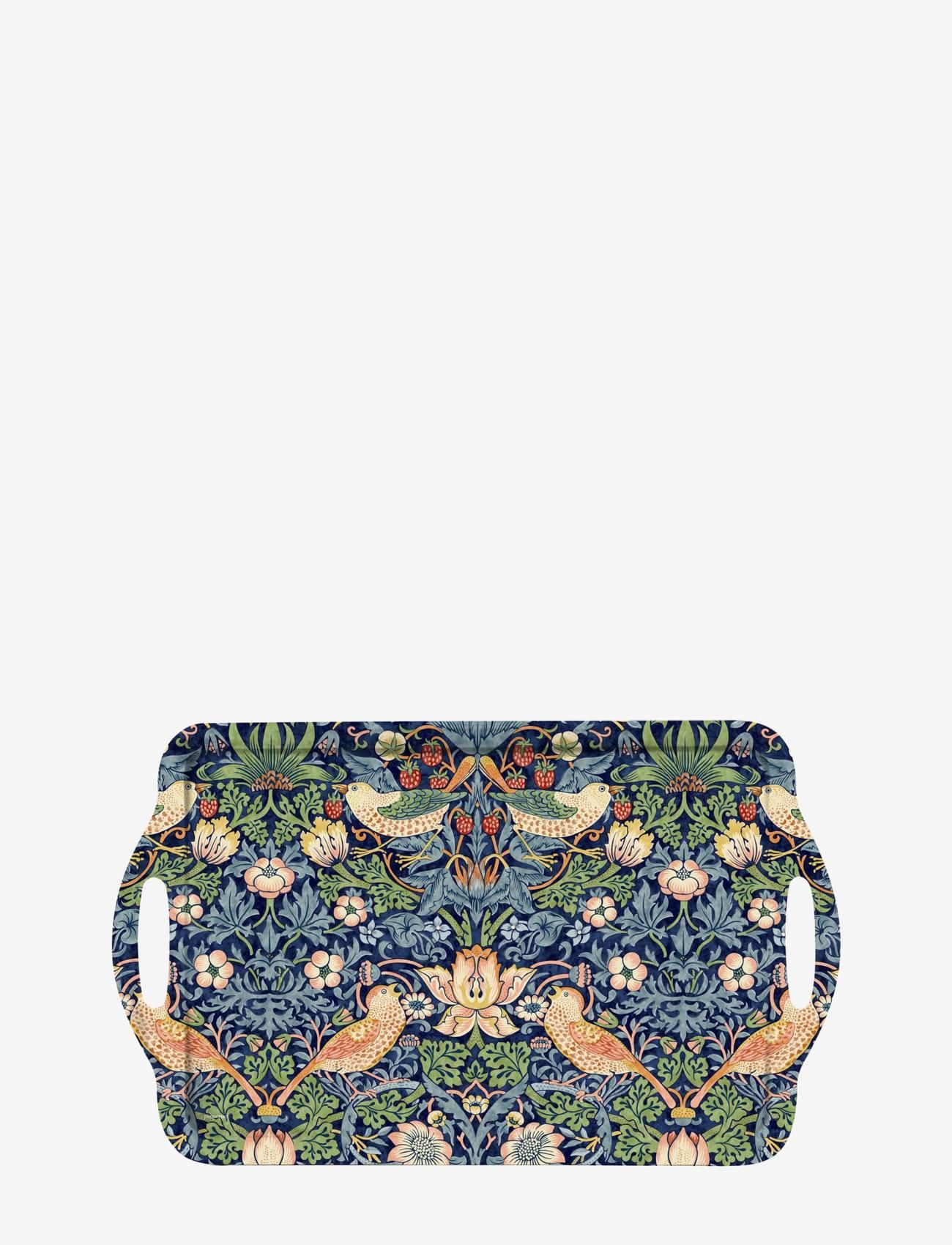 Morris & Co Strawberry Thief Blue Large Tray, Bakke, Multi/mønstret, Str: 48X 29.5CM