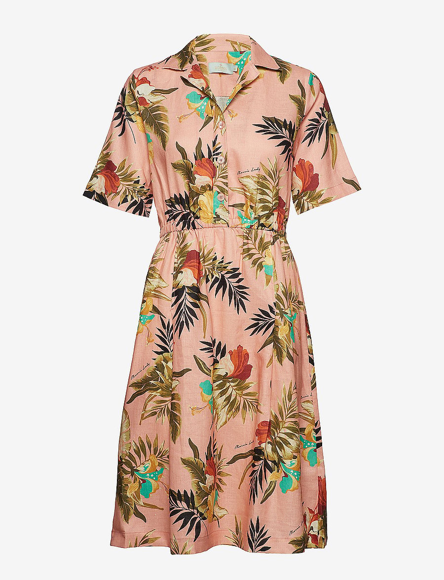 Morris Lady - Donna Printed Linen Dress - pink - 0
