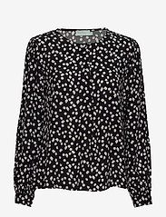 Morris Lady - Ines Printed Blouse - long-sleeved blouses - black - 0