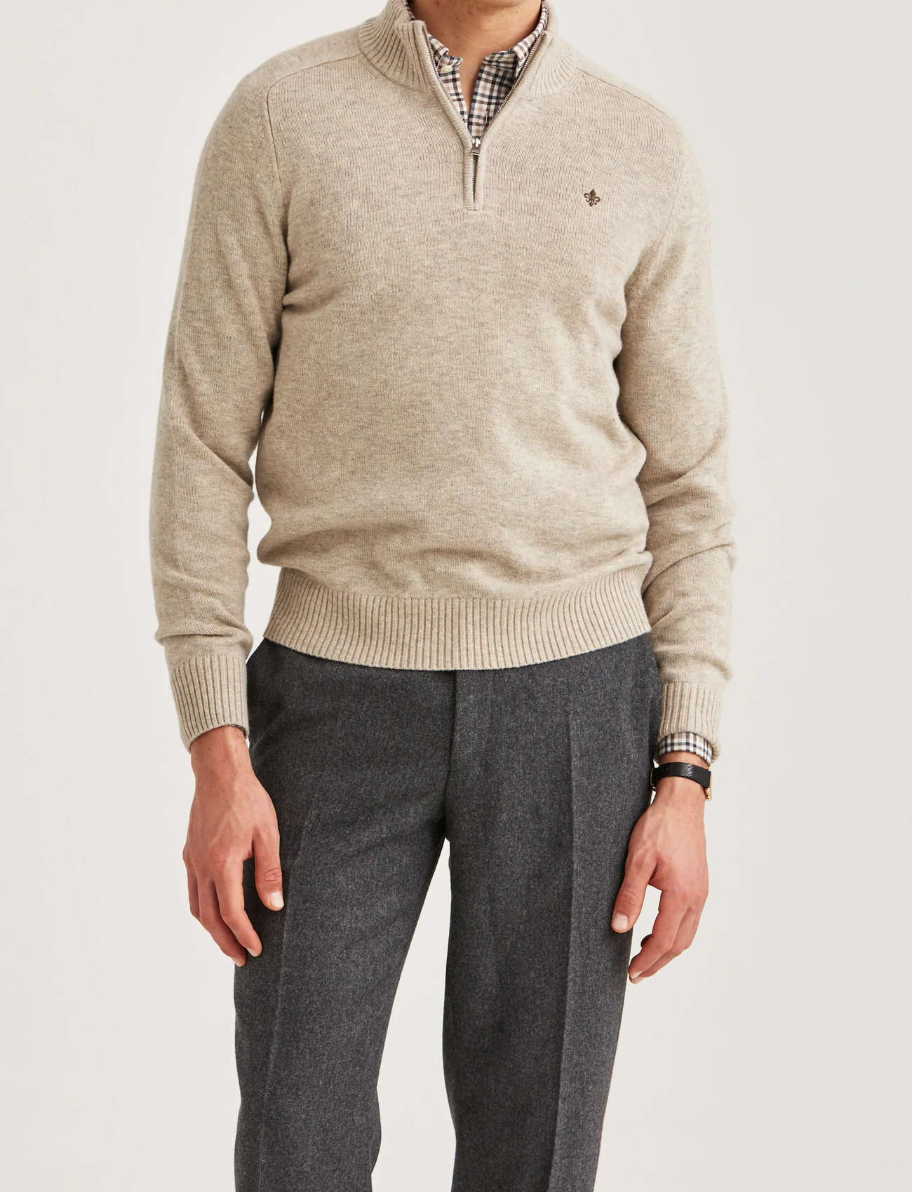Morris New Hertford Half Zip - Beige - S 1