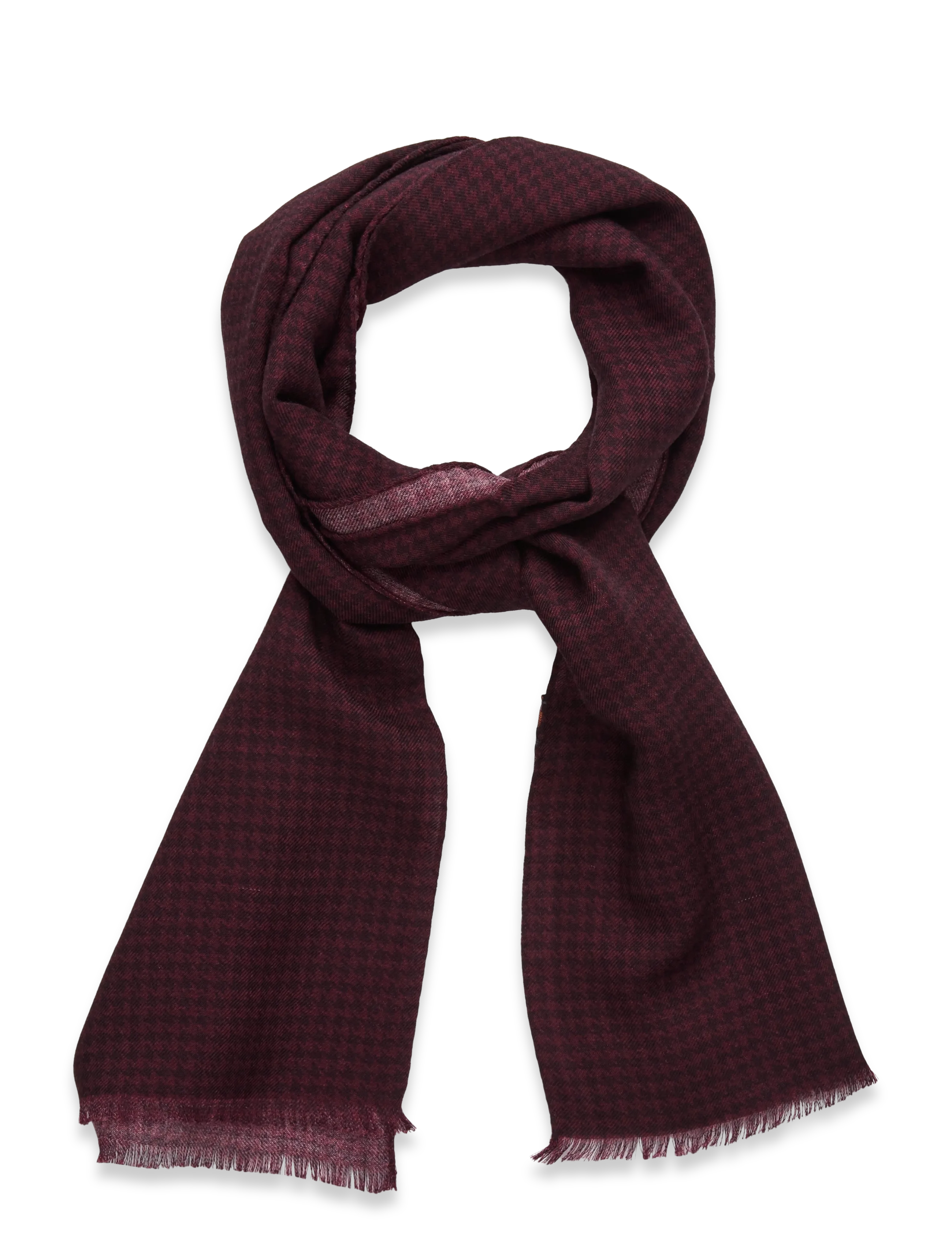 Morris Mixed Wool Scarf, Mænd, Mønstret Uld Tørklæde, Bordeaux, Str: ONE SIZE