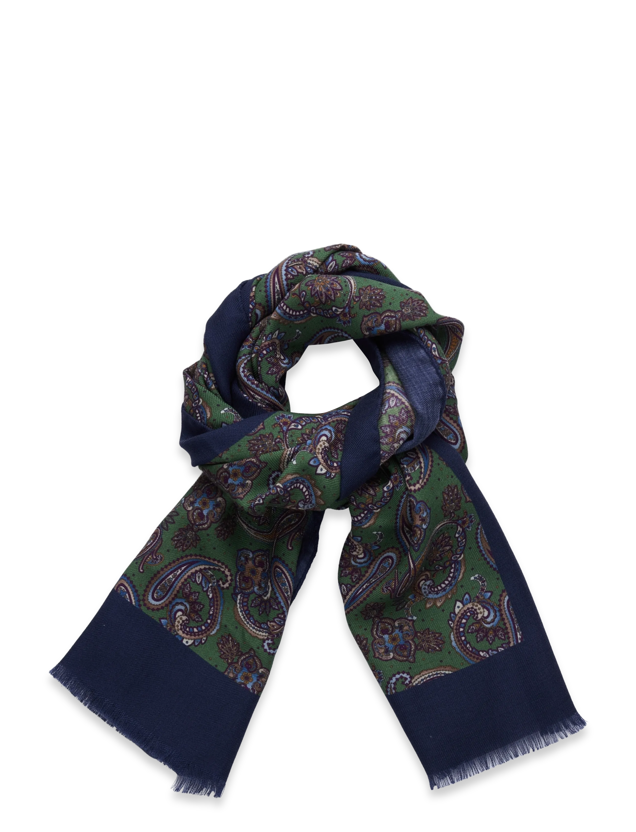 Morris Mixed Wool Scarf - Accessoires - GREEN / navy