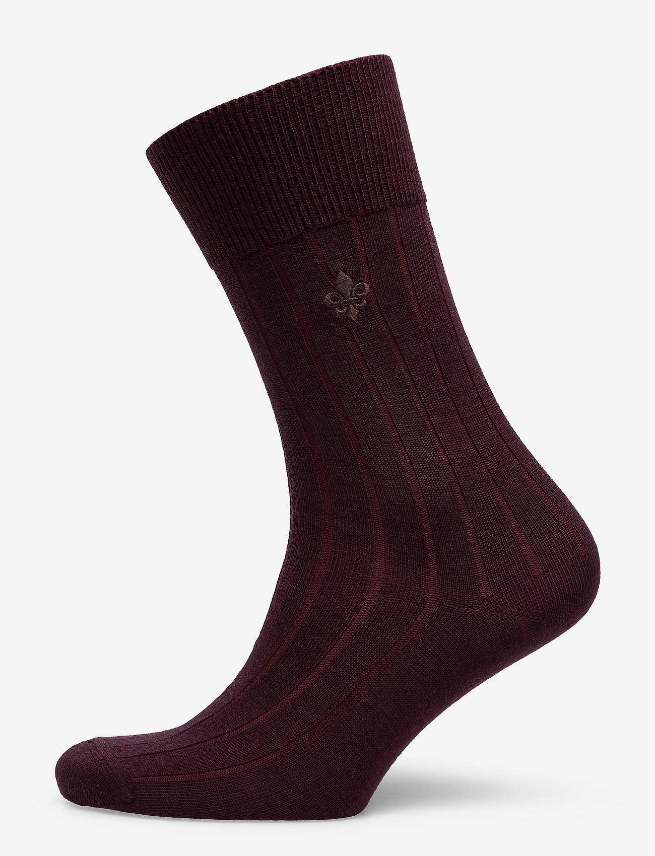 Morris - Morris Wool Rib Socks - wine red - 0