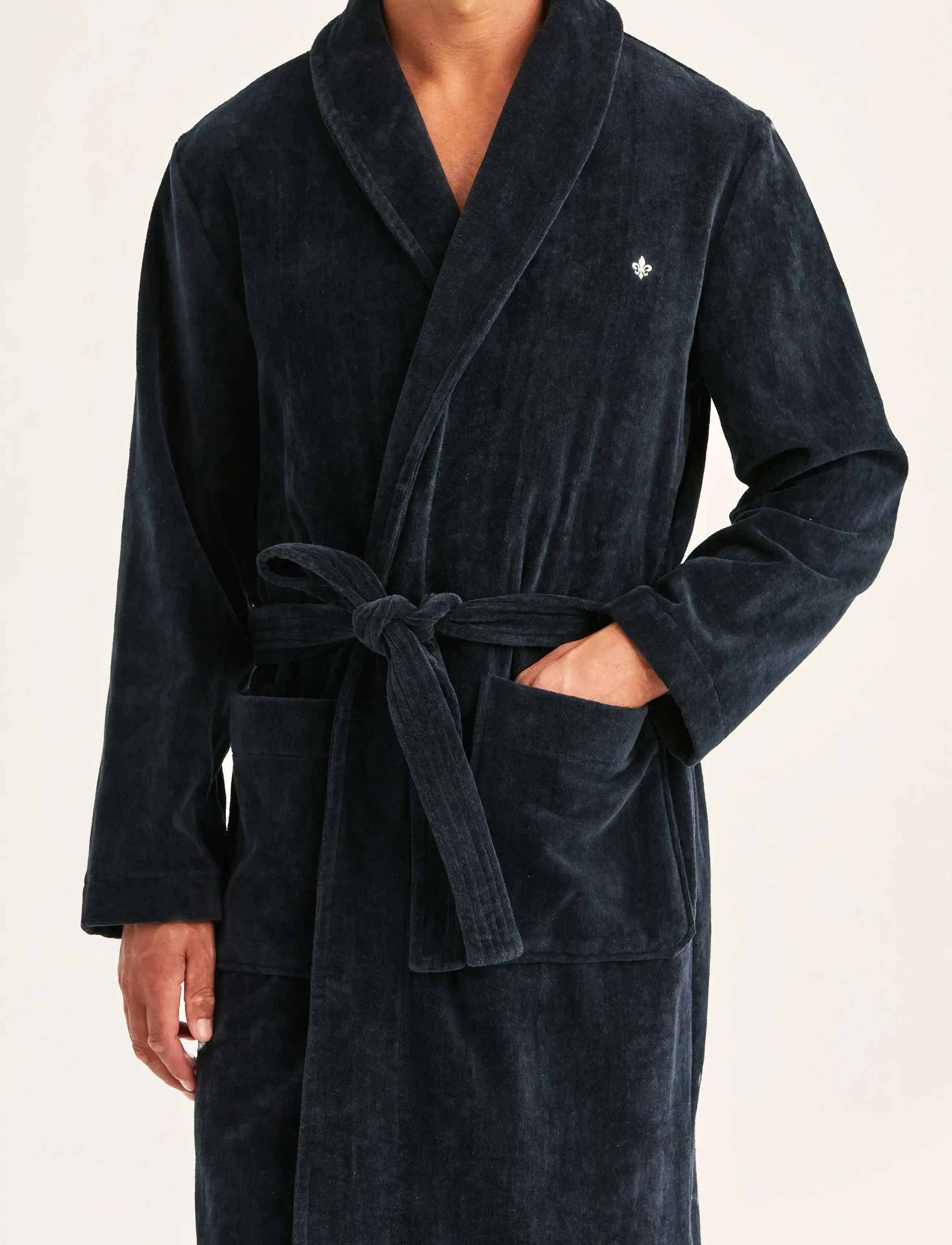 Morris Bathrobe, Mænd, Sjalskrave Morgenkåbe, Navy, Str: S/M