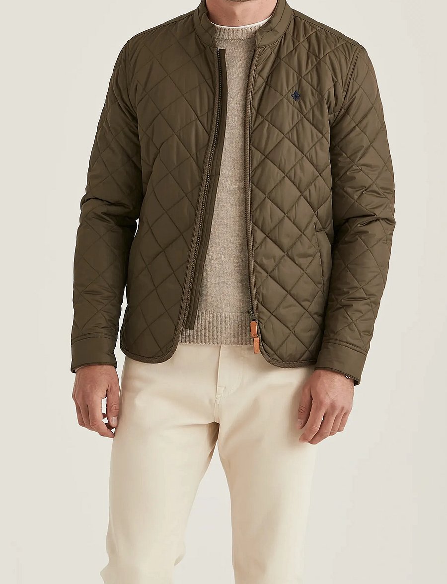 Morris - Teddy Quilted Jacket - höstjackor - olive - 0
