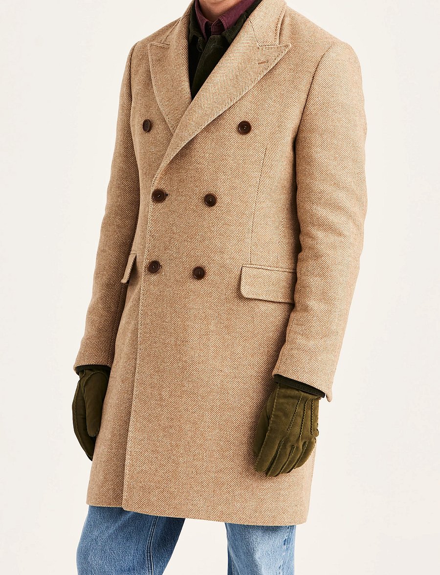 Morris - Herringbone DB Coat - winter jackets - camel - 0