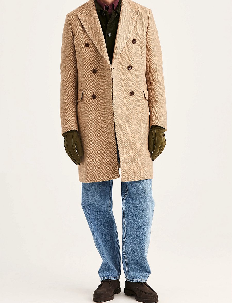 Morris - Herringbone DB Coat - winter jackets - camel - 3