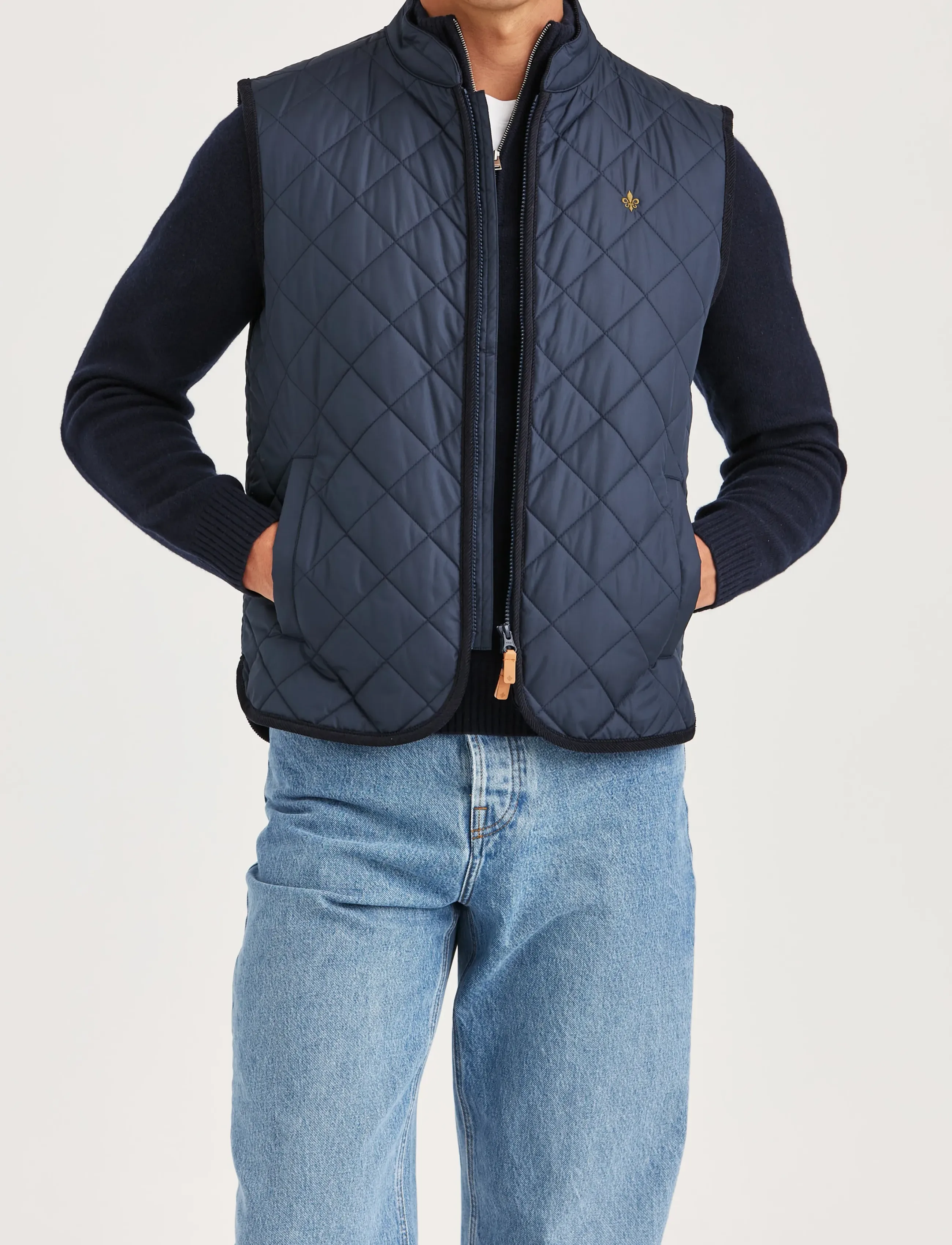 Morris Teddy Quilted Vest, XL, Navy, Overtøj > Veste, Herre