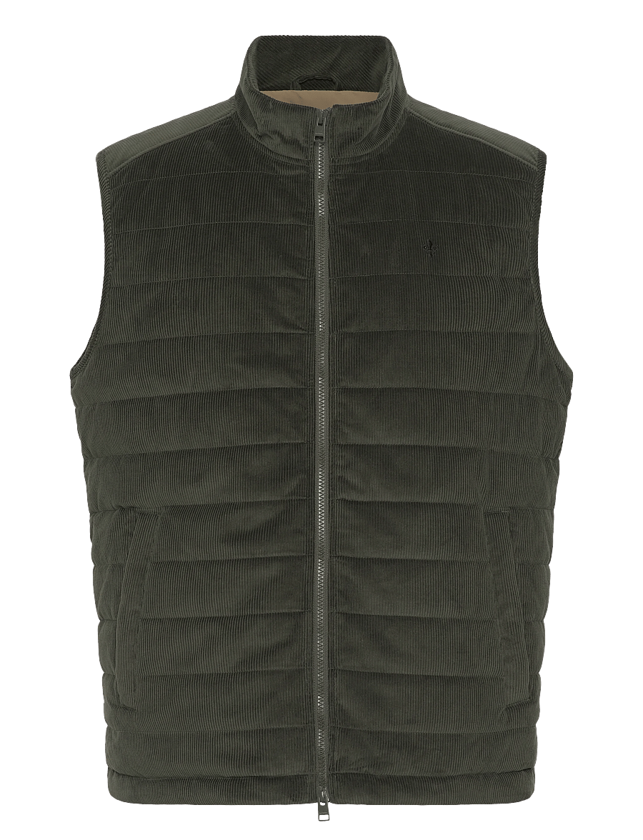 Morris - Ted Quilted Cord Vest - vests - olive - 1