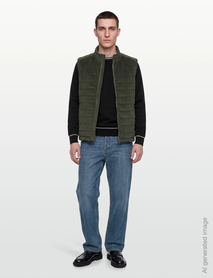 Morris - Ted Quilted Cord Vest - vests - olive - 0