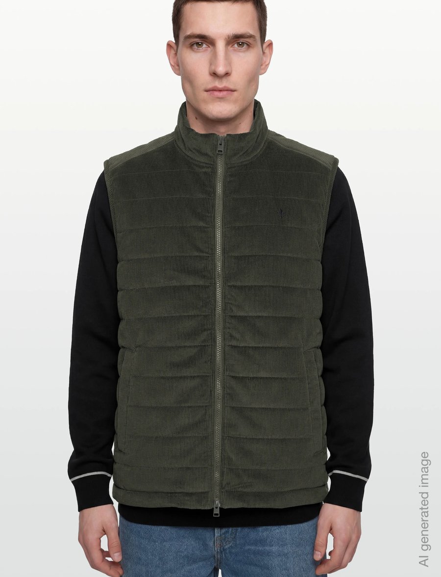 Morris - Ted Quilted Cord Vest - vests - olive - 3