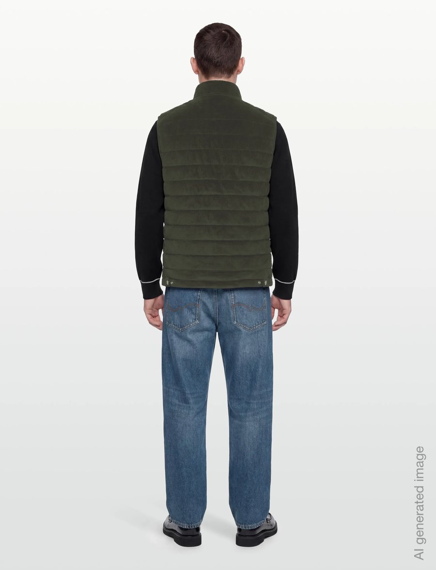 Morris - Ted Quilted Cord Vest - vests - olive - 4