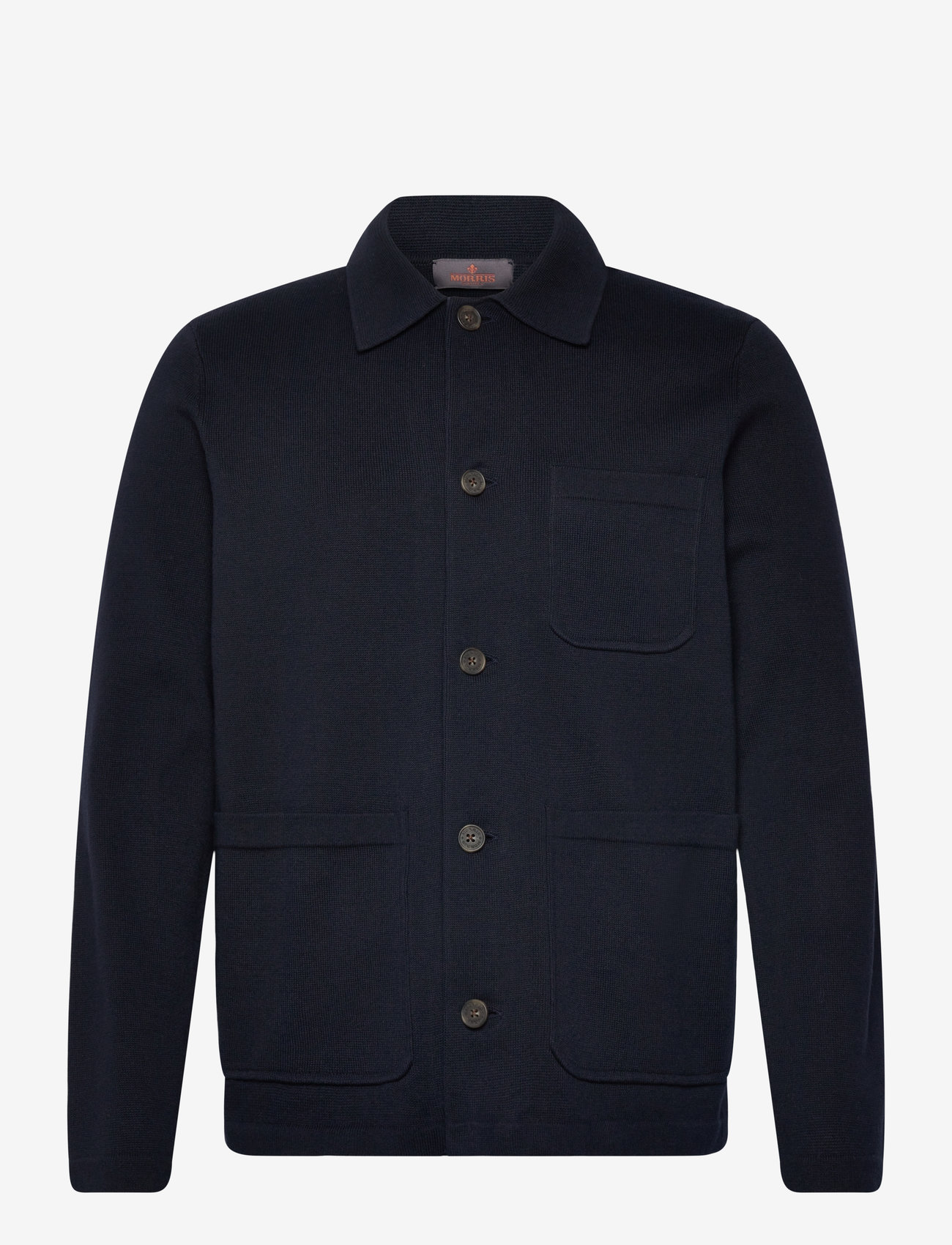 Morris - Jake Knitted Shirt Jacket - old blue - 0
