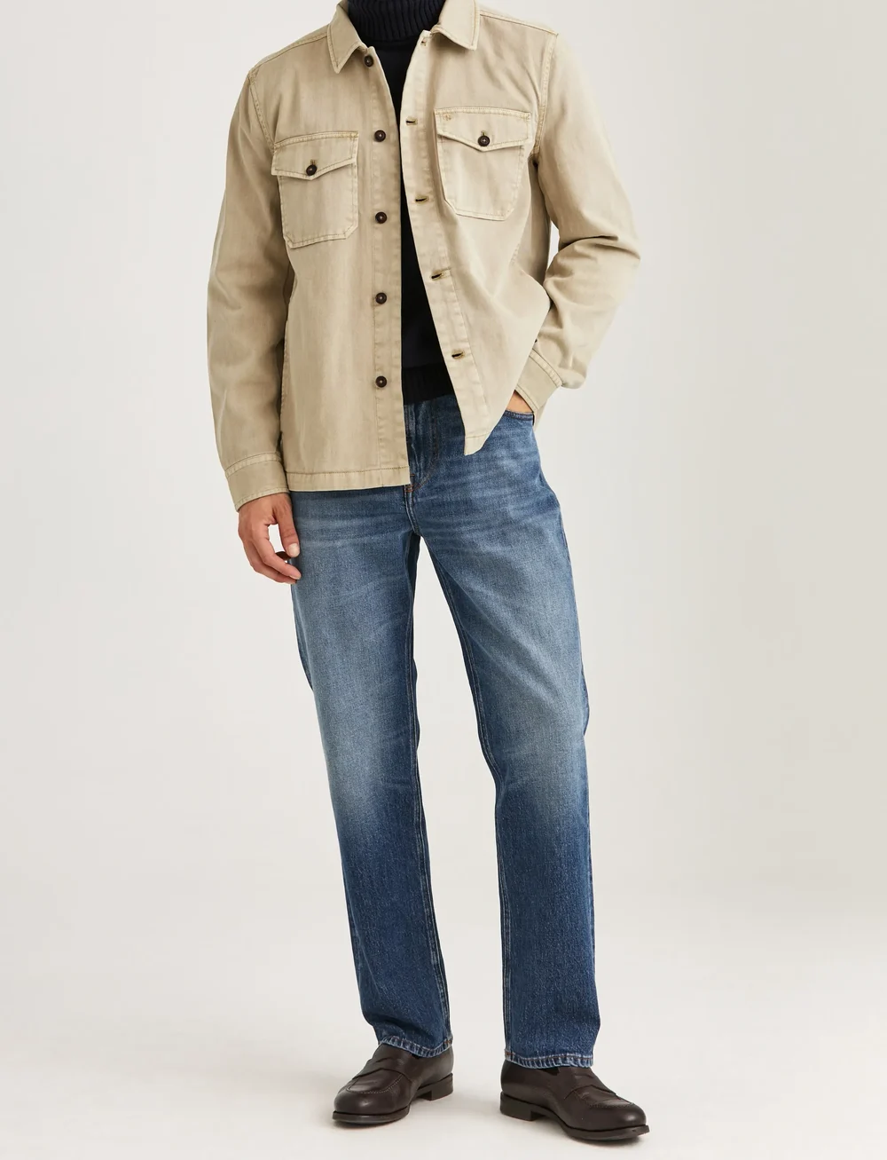 Morris - Alain Twill Shirt Jacket - light jackets - khaki - 3