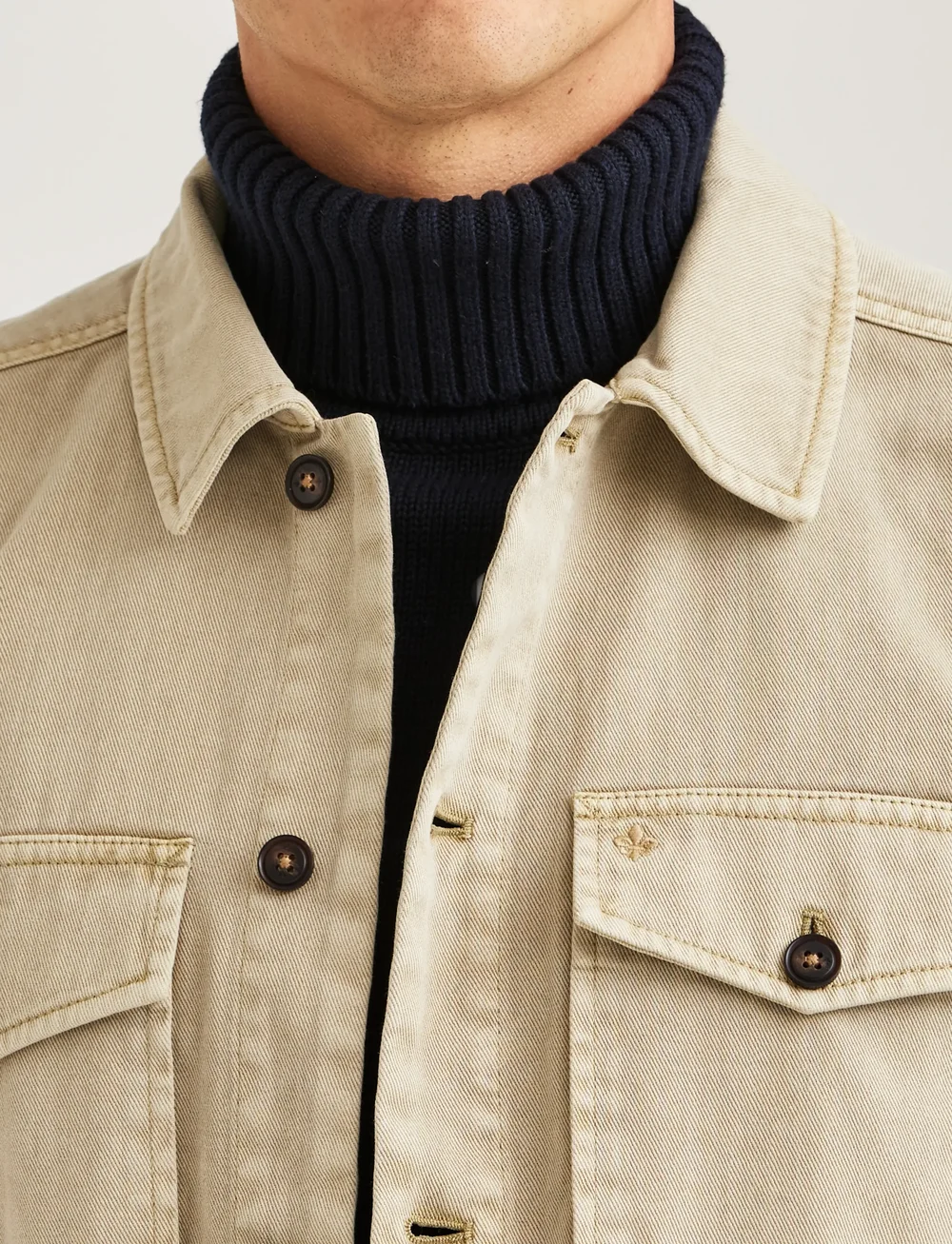 Morris - Alain Twill Shirt Jacket - light jackets - khaki - 5