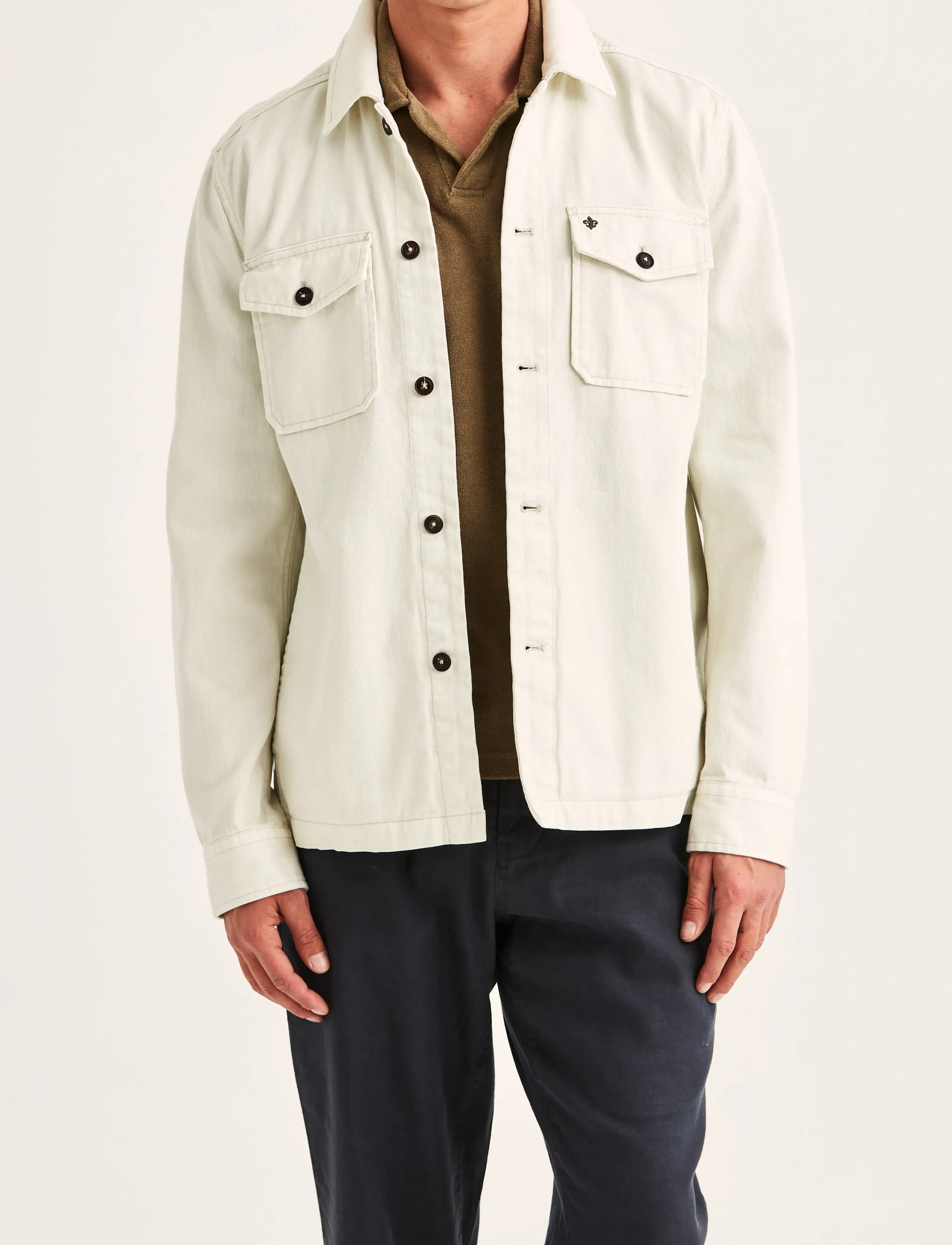 Morris Alain Twill Shirt Jacket - Overskjorter - OFF WHITE / brown