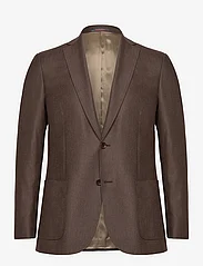 Morris - Archie Flannel Suit Jacket - dobbeltradede blazere - brown - 0
