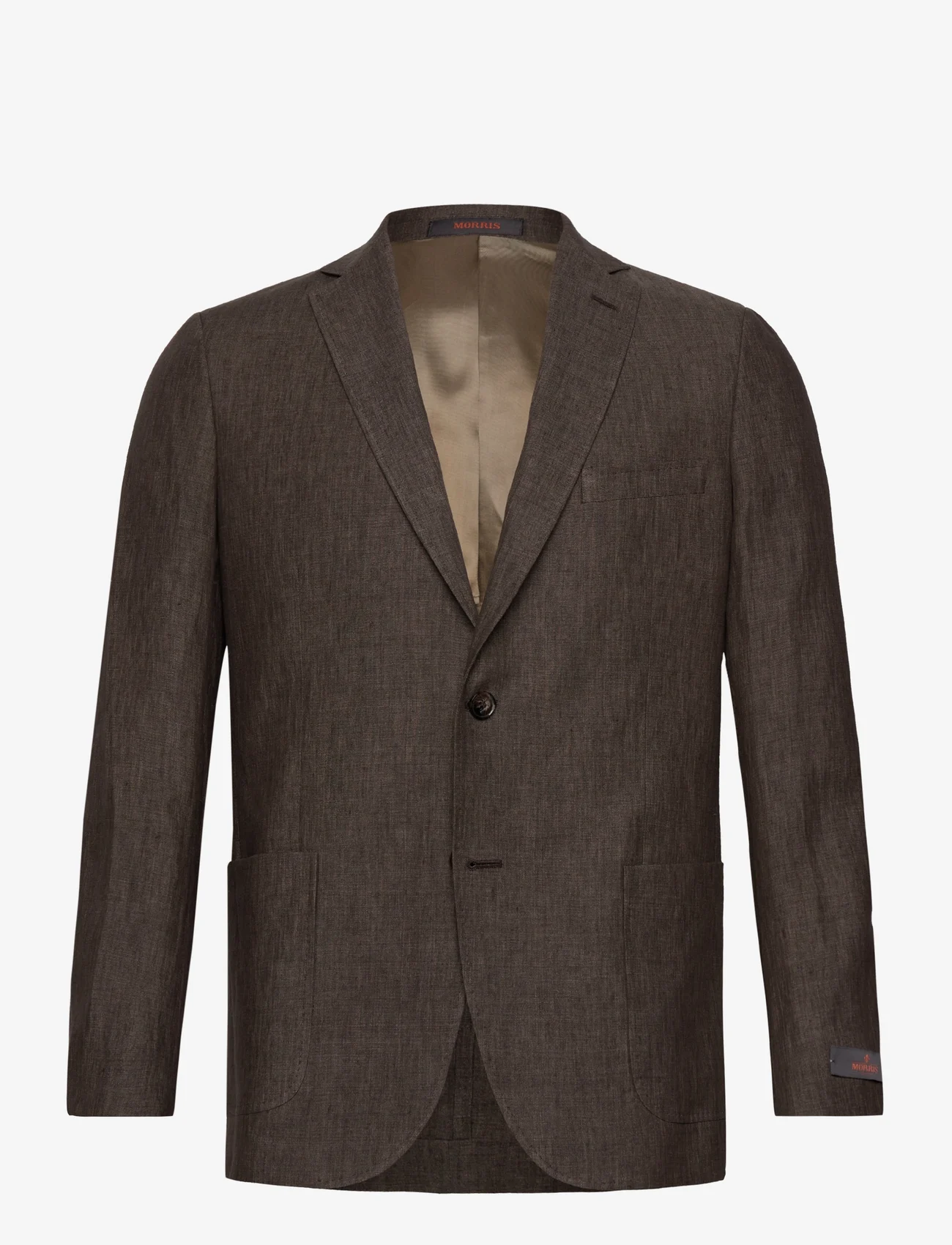 Morris - Archie Linen Suit Jkt - kahehe rinnatisega pintsakud - brown - 0