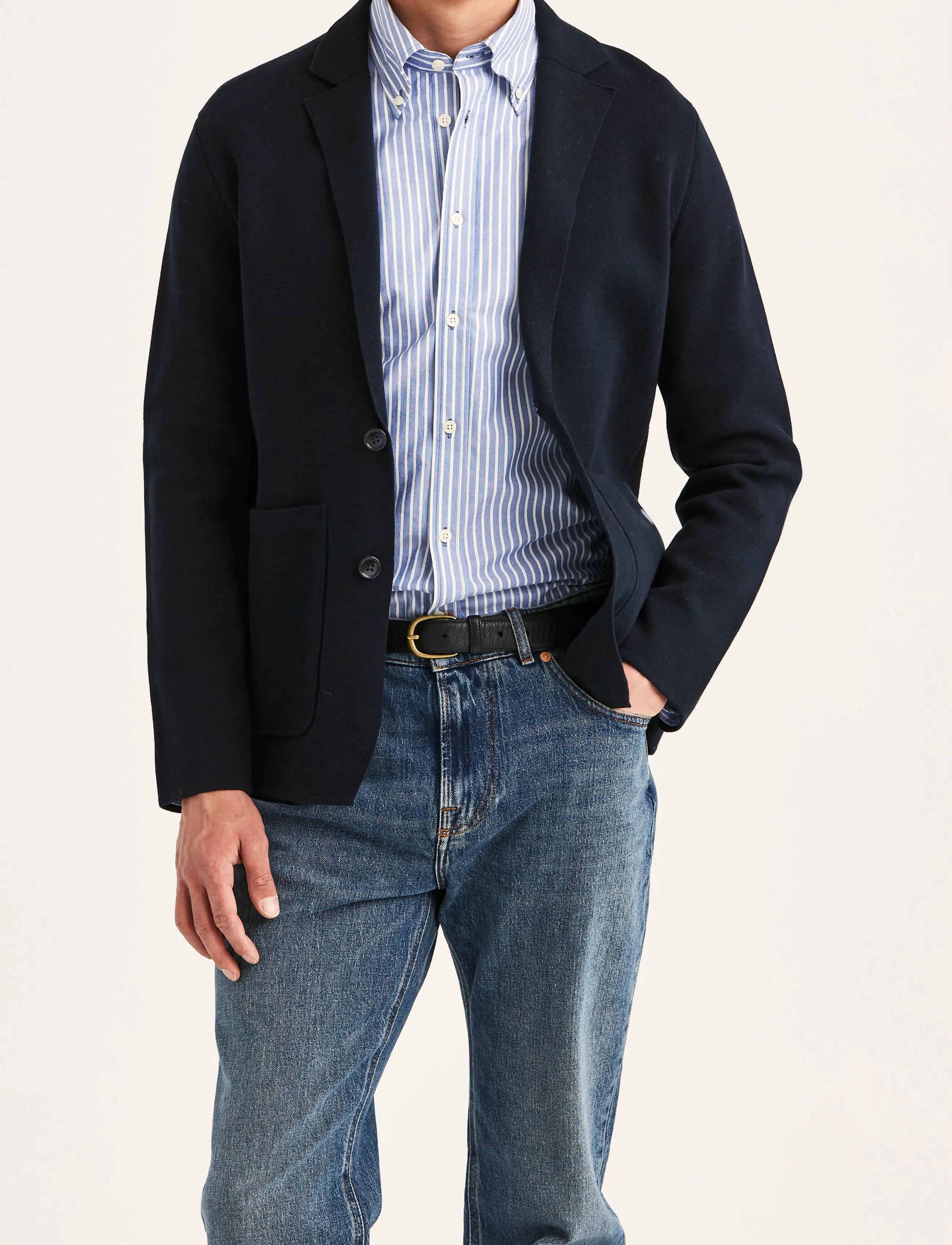Morris - Jake Knitted Blazer - old blue - 0