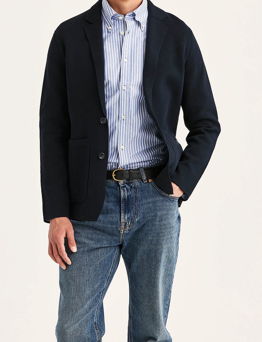 Morris - Jake Knitted Blazer - Üherealised pintsakud - old blue - 0