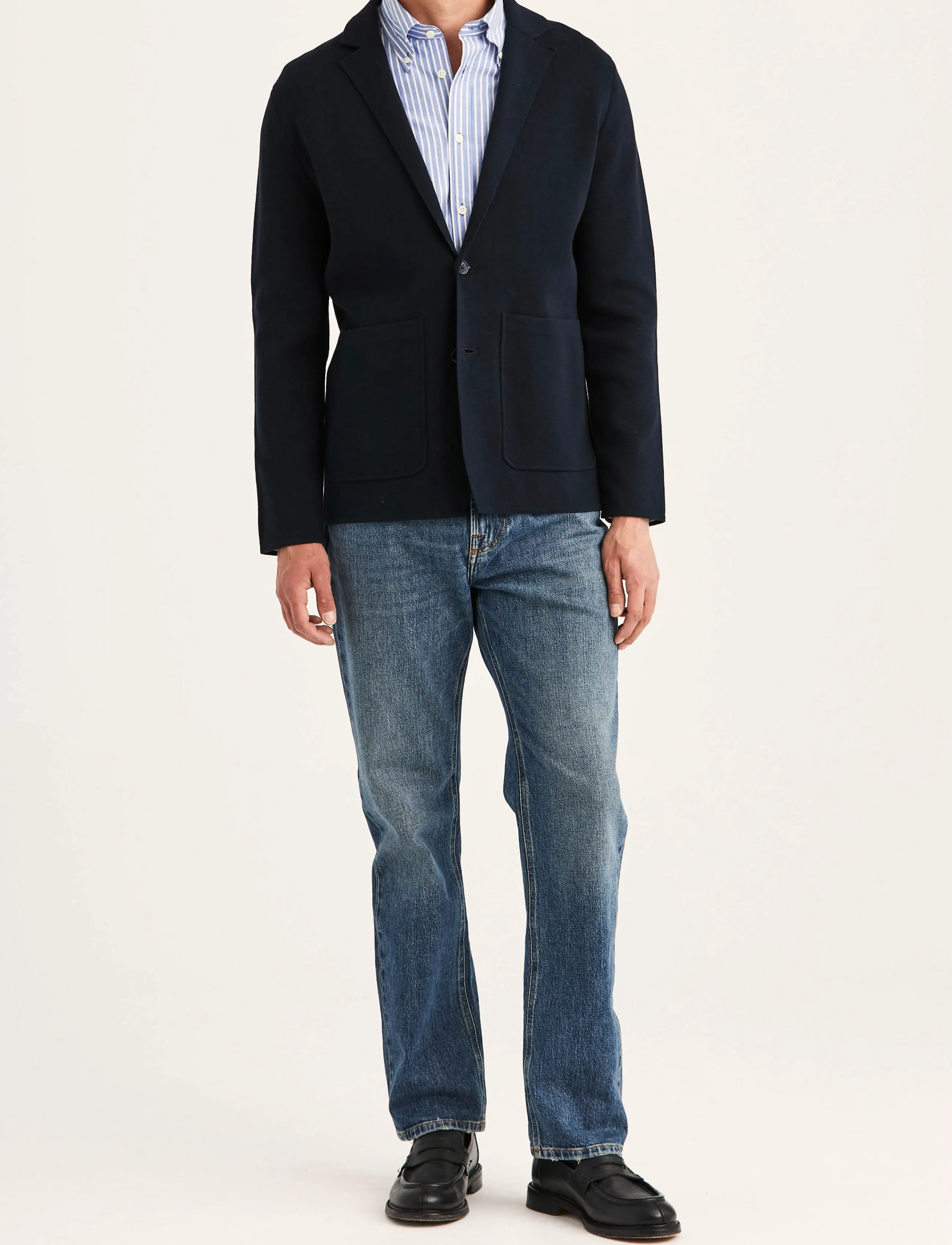 Morris - Jake Knitted Blazer - old blue - 3