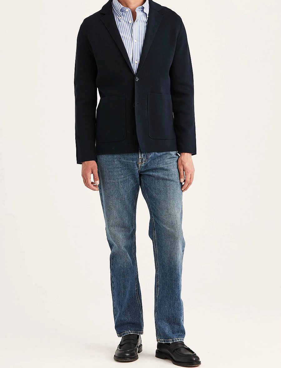 Morris - Jake Knitted Blazer - Üherealised pintsakud - old blue - 3