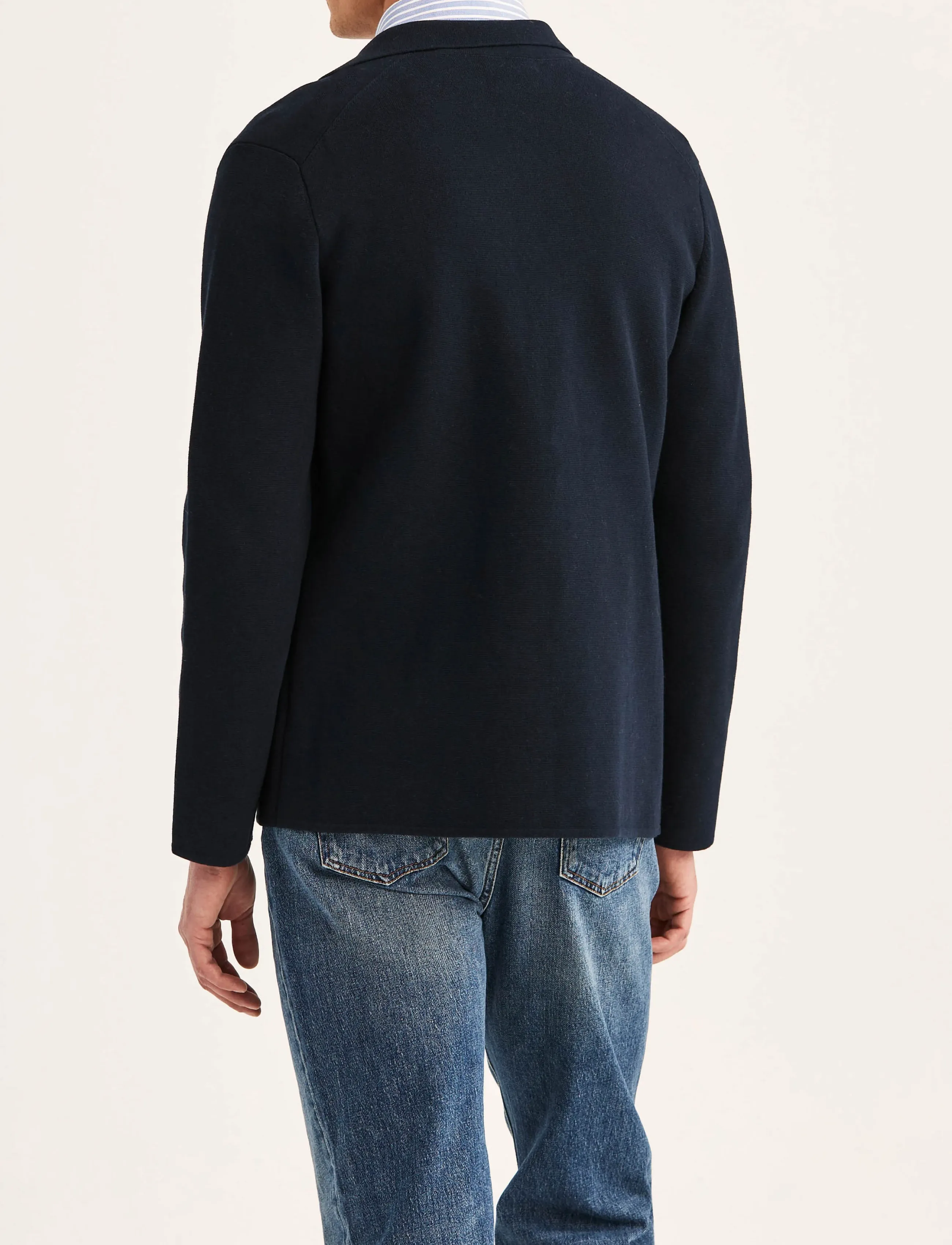 Morris - Jake Knitted Blazer - old blue - 4