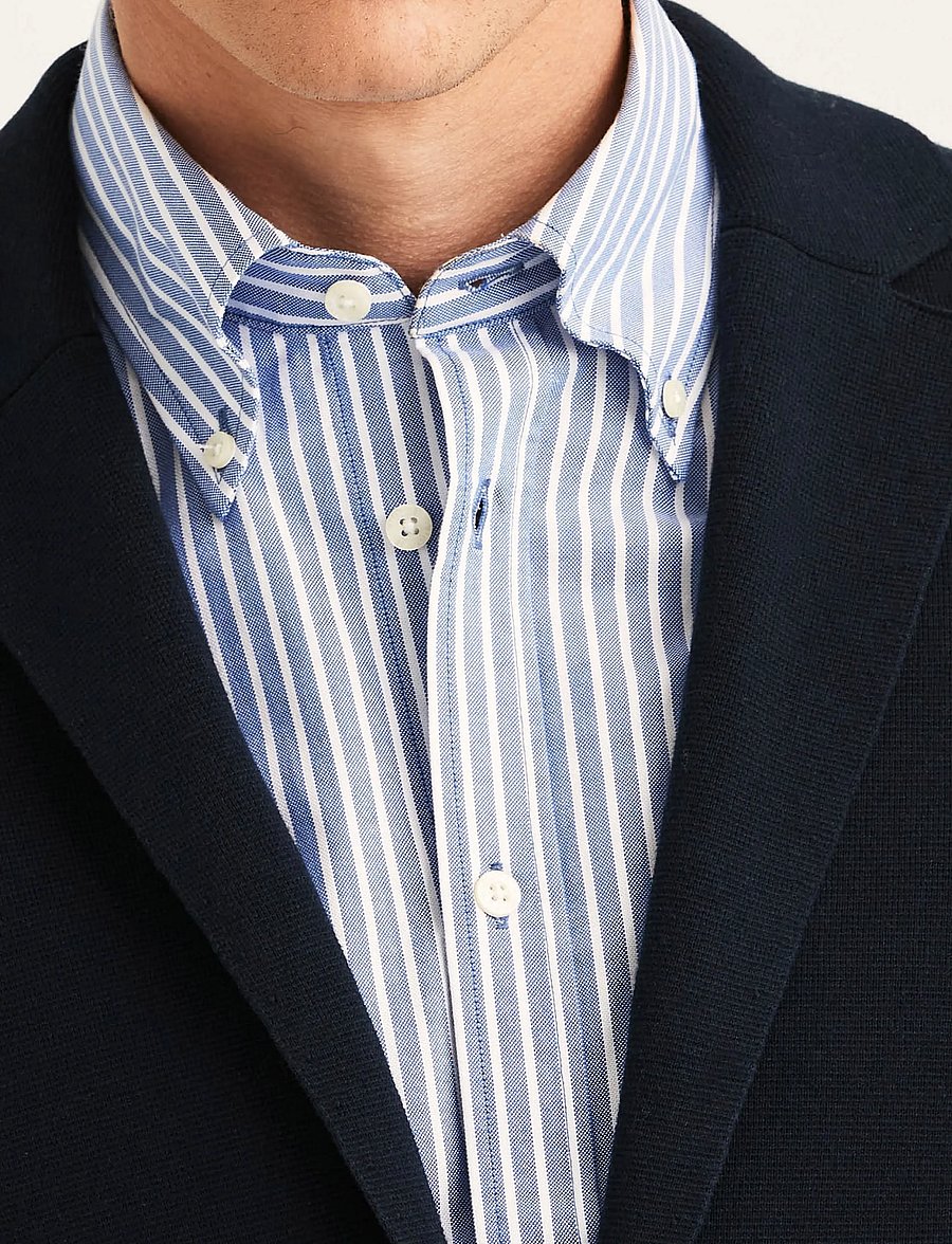 Morris - Jake Knitted Blazer - Üherealised pintsakud - old blue - 5
