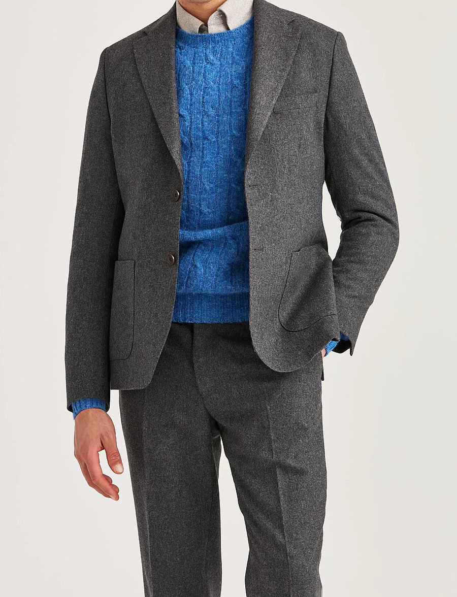 Morris - Morris Flannel Suit Jacket - enkeltradede blazere - grey - 0
