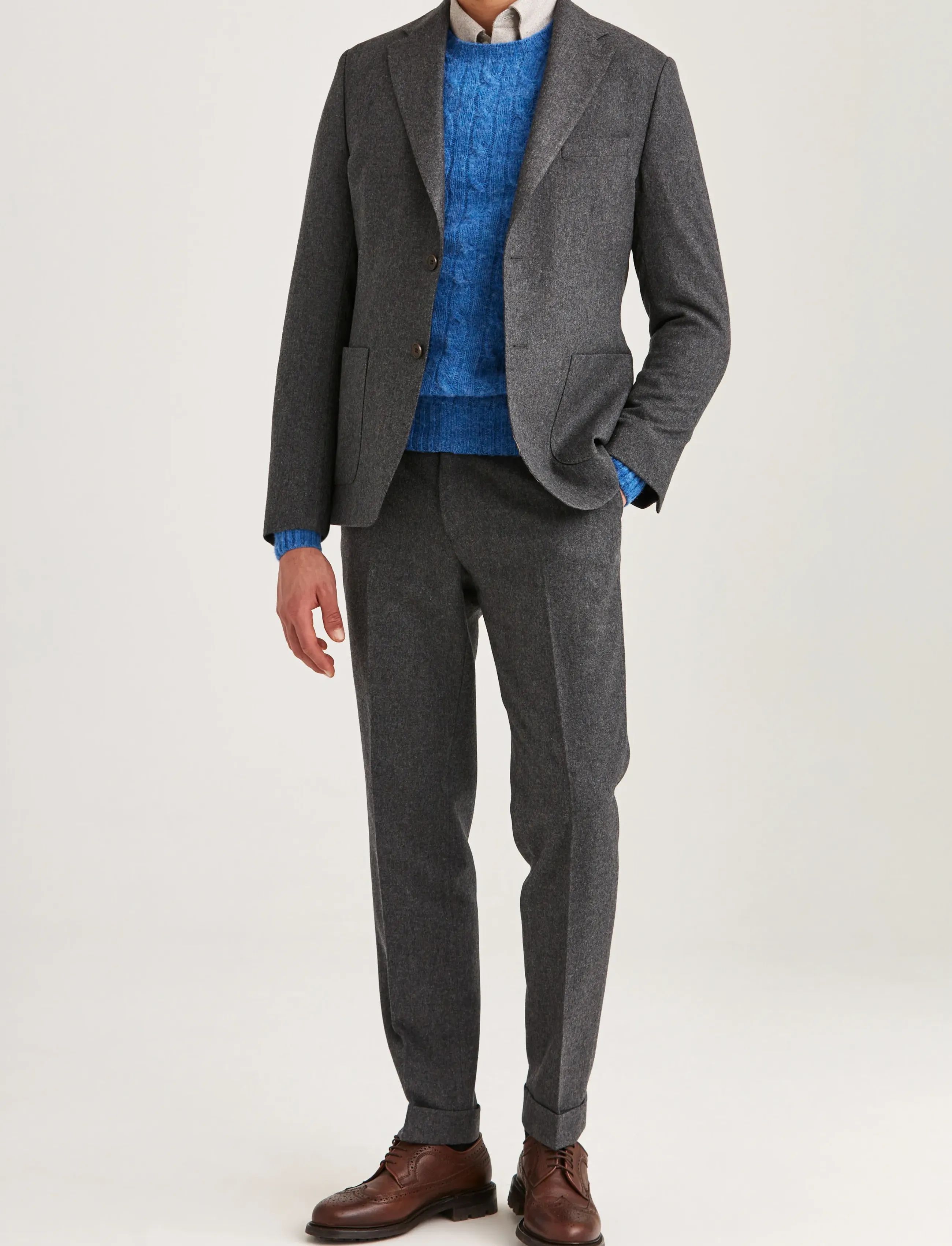 Morris - Morris Flannel Suit Jacket - Ühe rinnatisega pintsakud - grey - 3