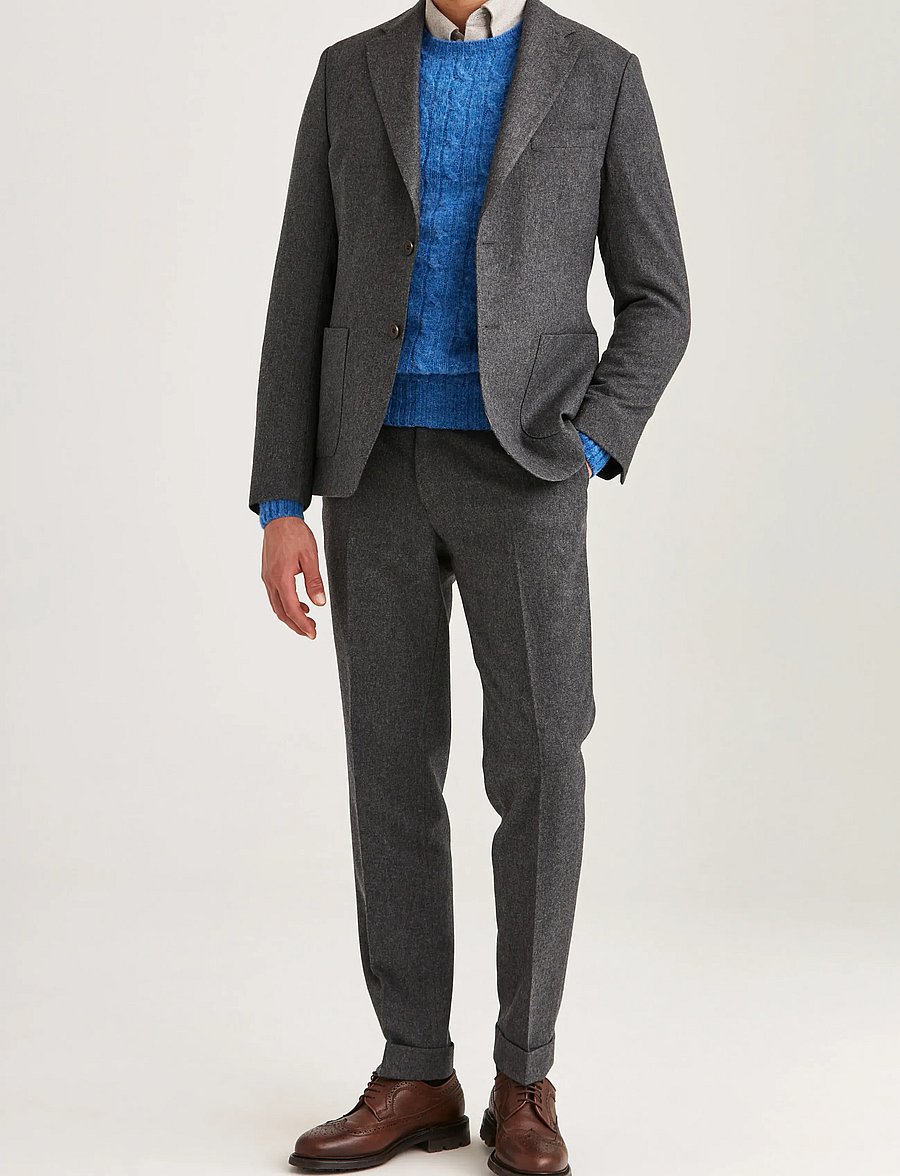 Morris - Morris Flannel Suit Jacket - enkeltradede blazere - grey - 3