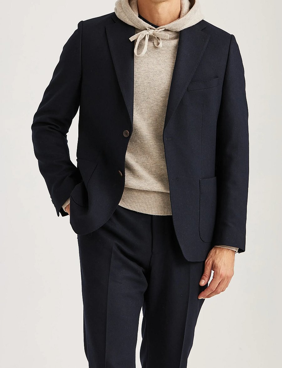 Morris - Morris Flannel Suit Jacket - marynarki jednorzędowe - navy - 0