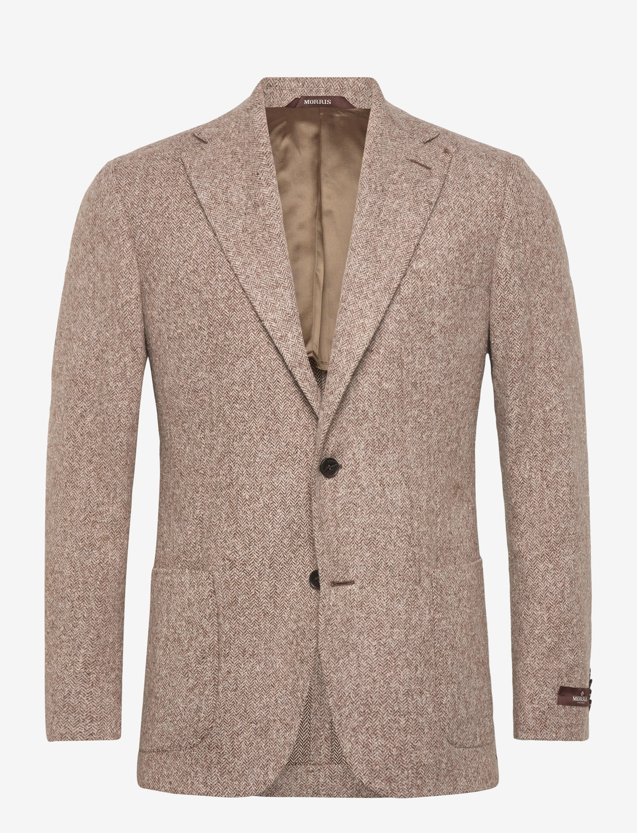 Morris - Brushed Herringbone Jacket - single breasted blazers - brown - 1