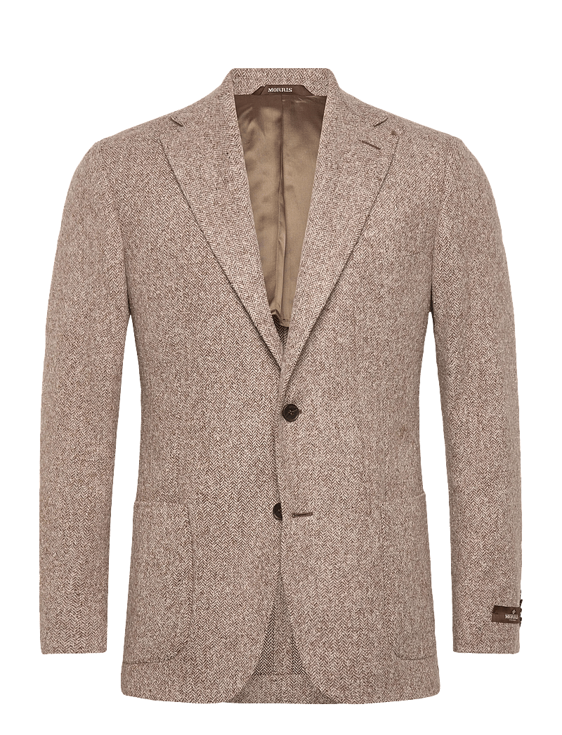 Morris - Brushed Herringbone Jacket - single breasted blazers - brown - 1