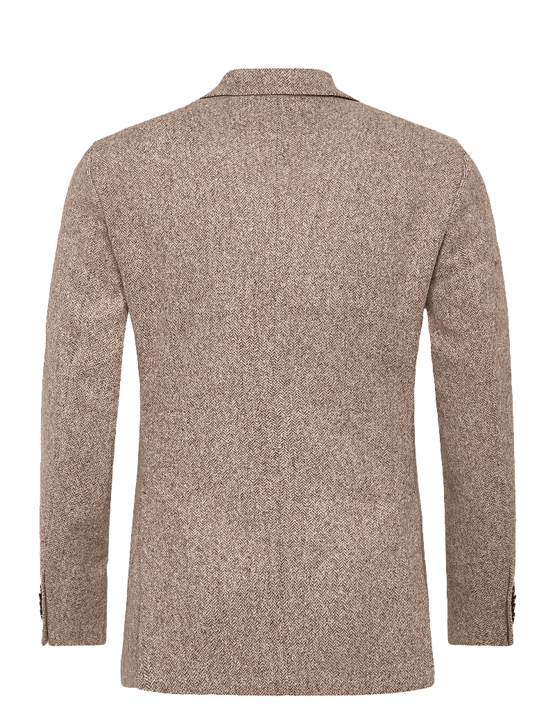 Morris - Brushed Herringbone Jacket - single breasted blazers - brown - 2
