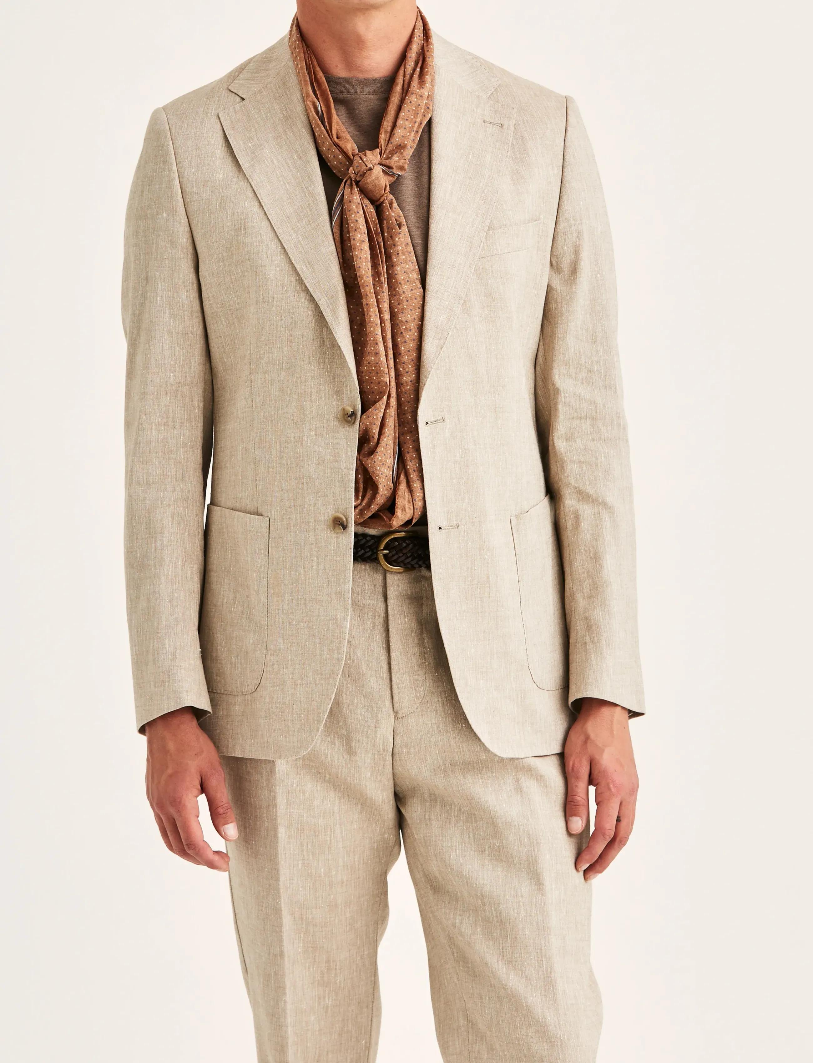 Morris Linen Suit Jacket, Mænd, Hørblazer, Beige, Str: 52